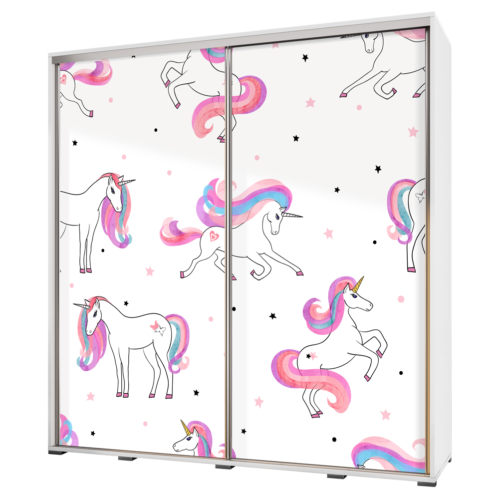 Szafa Wenecja 205 cm Jednorożce z niebiesko różowymi grzywami - zdjęcie 1