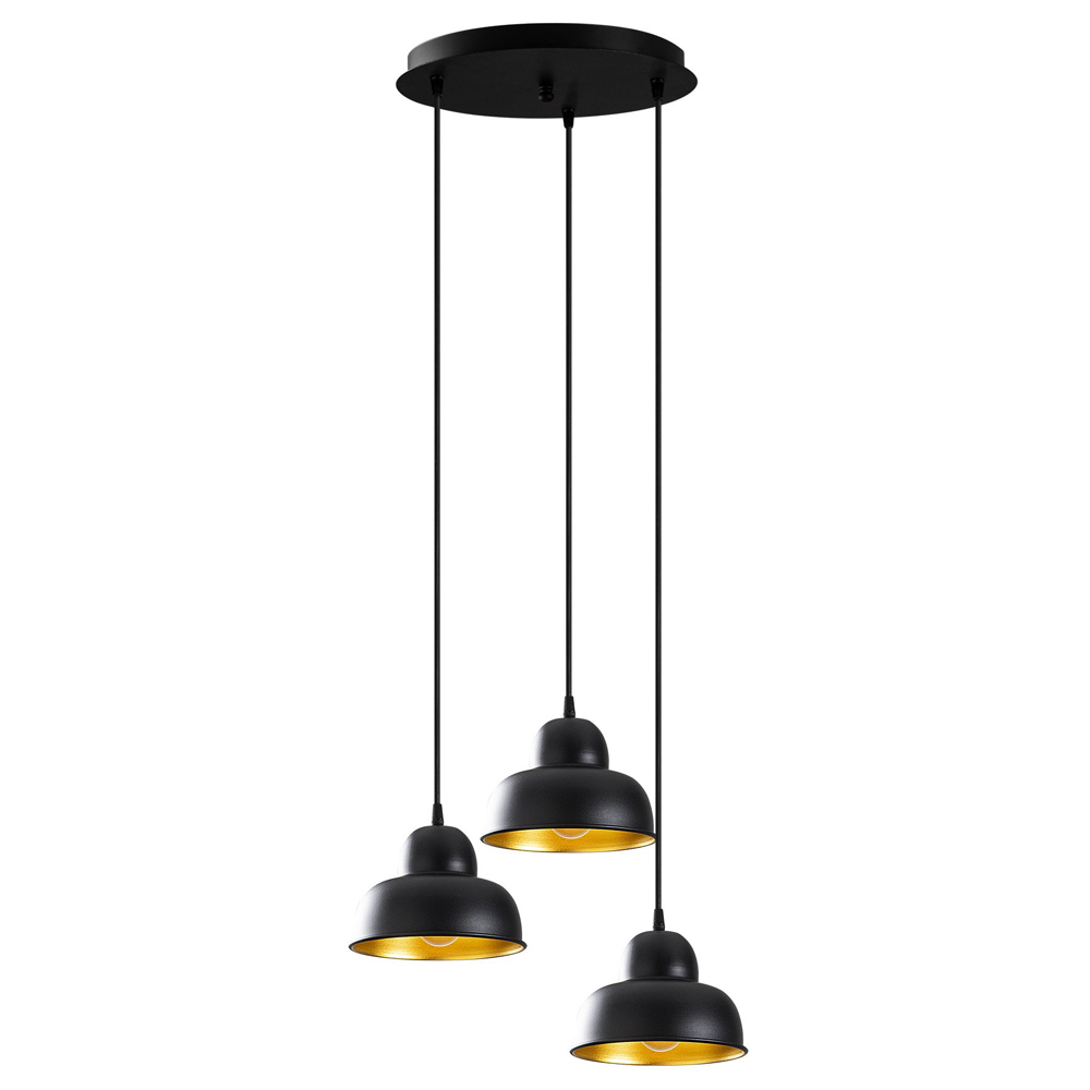 Lampa wisząca Hentima x3 na okrągłej podsufitce czarna - zdjęcie 1