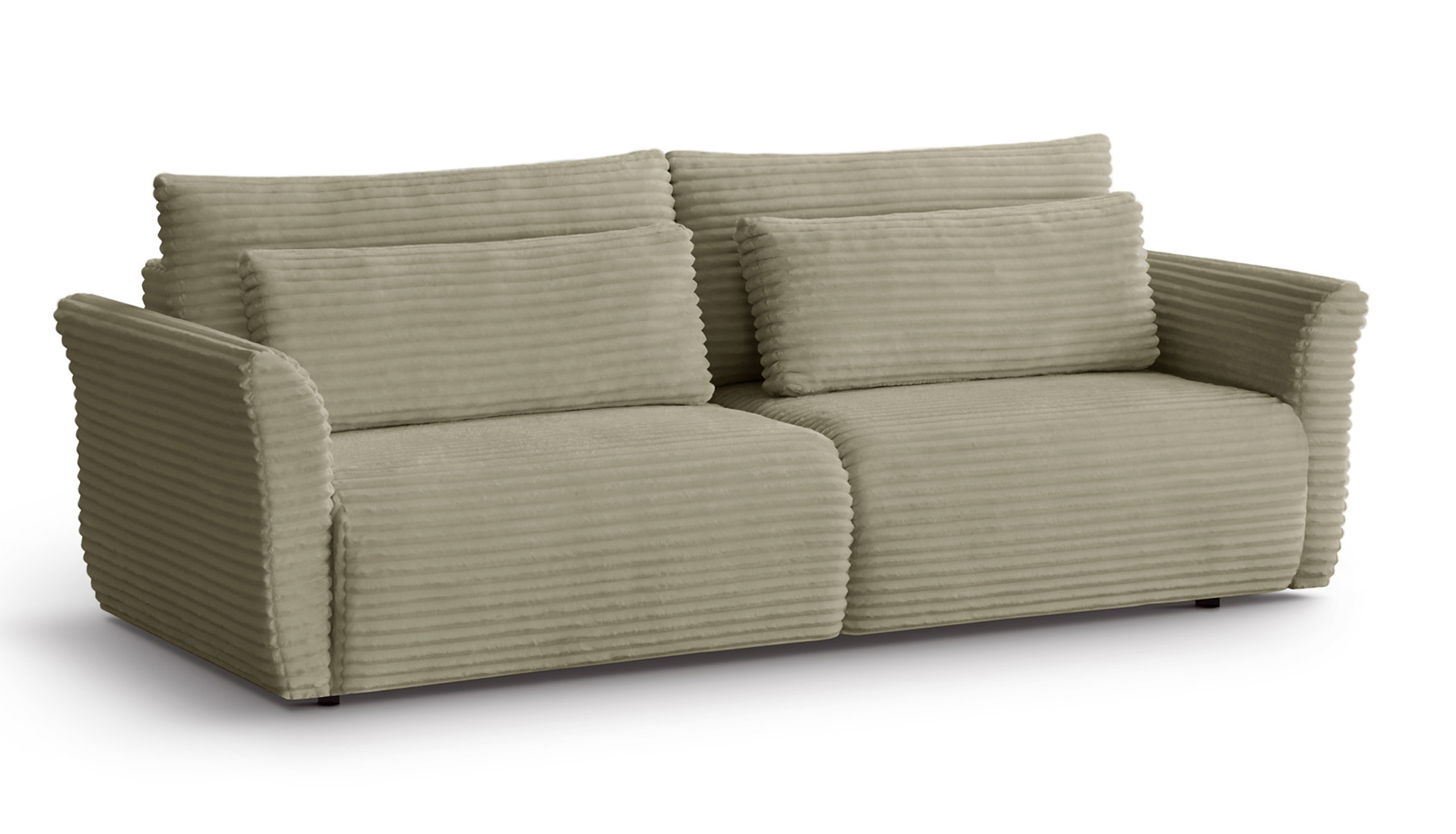 Kanapa rozkładana trzyosobowa Empewo z pojemnikiem beżowa sztruks  - zdjęcie 1