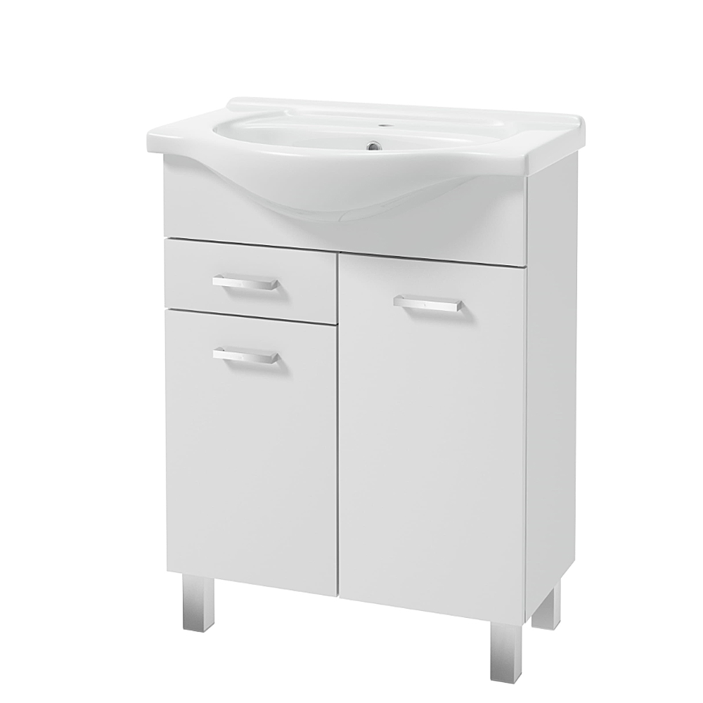 Szafka pod umywalkę Loope szeroka z umywalką biała - zdjęcie 1