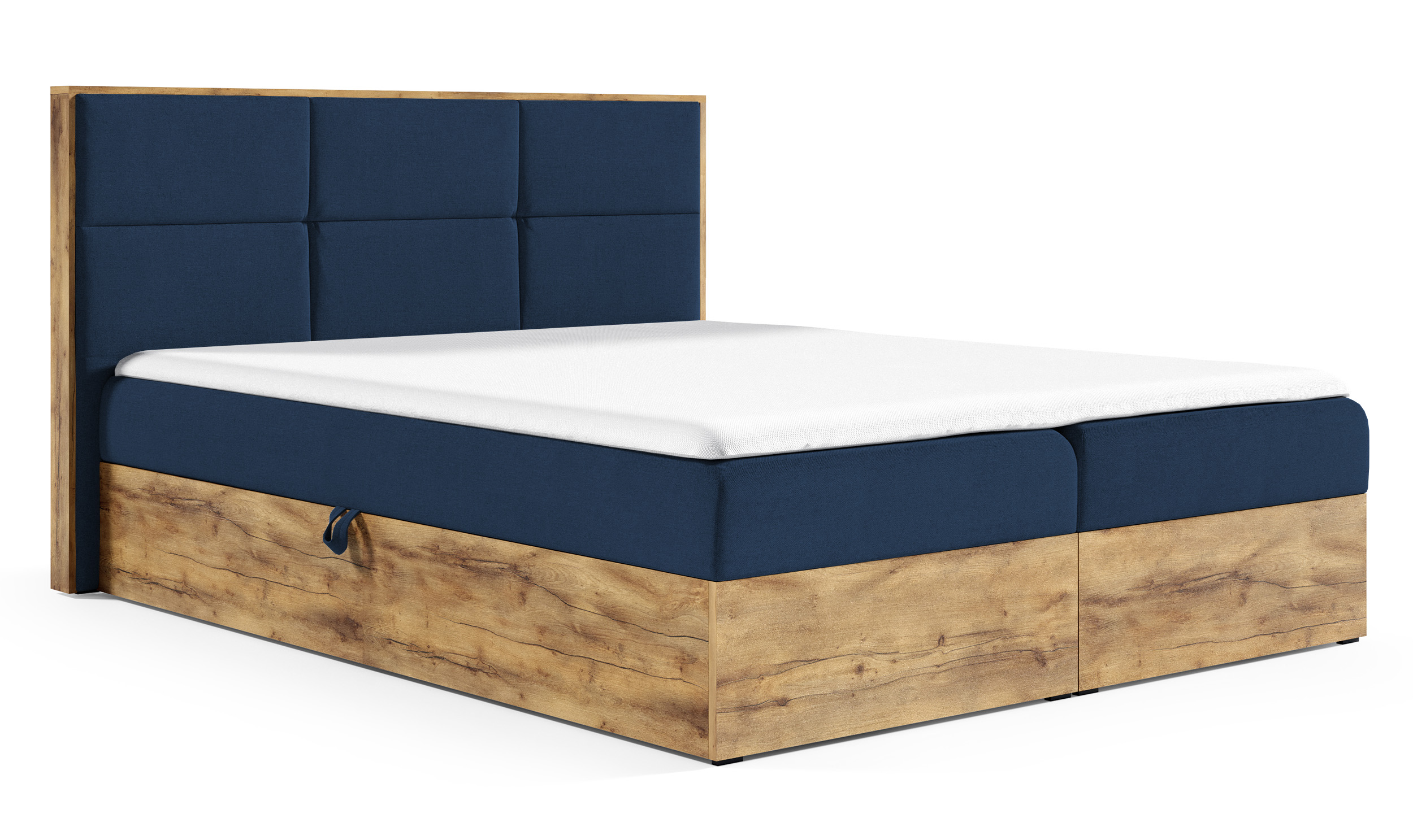 Łóżko kontynentalne Maribella 120x200 z dwoma pojemnikami i materacem granatowe - zdjęcie 1