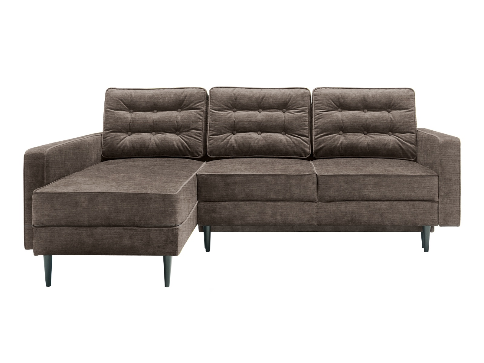 Narożnik z funkcją spania Juttic 227 cm L-kształtny z pojemnikiem brązowy plecionka hydrofobowa lewostronny - zdjęcie 1