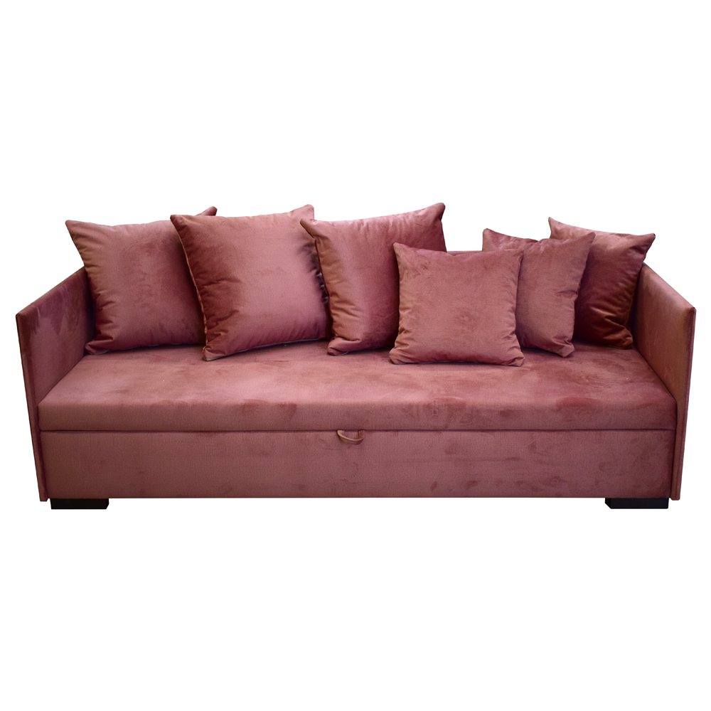 Łóżko pojedyncze Trotte z pojemnikiem 90x197 cm różowe