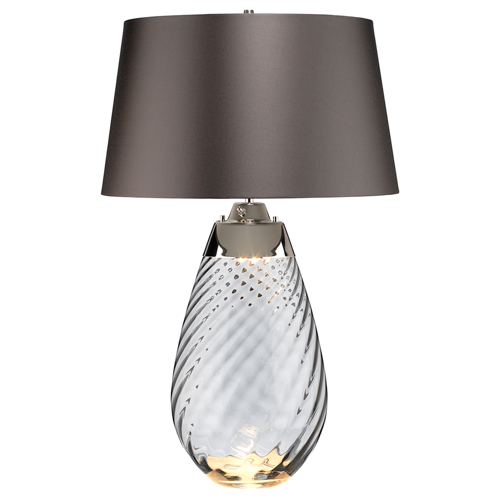 Lampa stołowa Leensy z satyny średnica 46 cm szara - zdjęcie 1