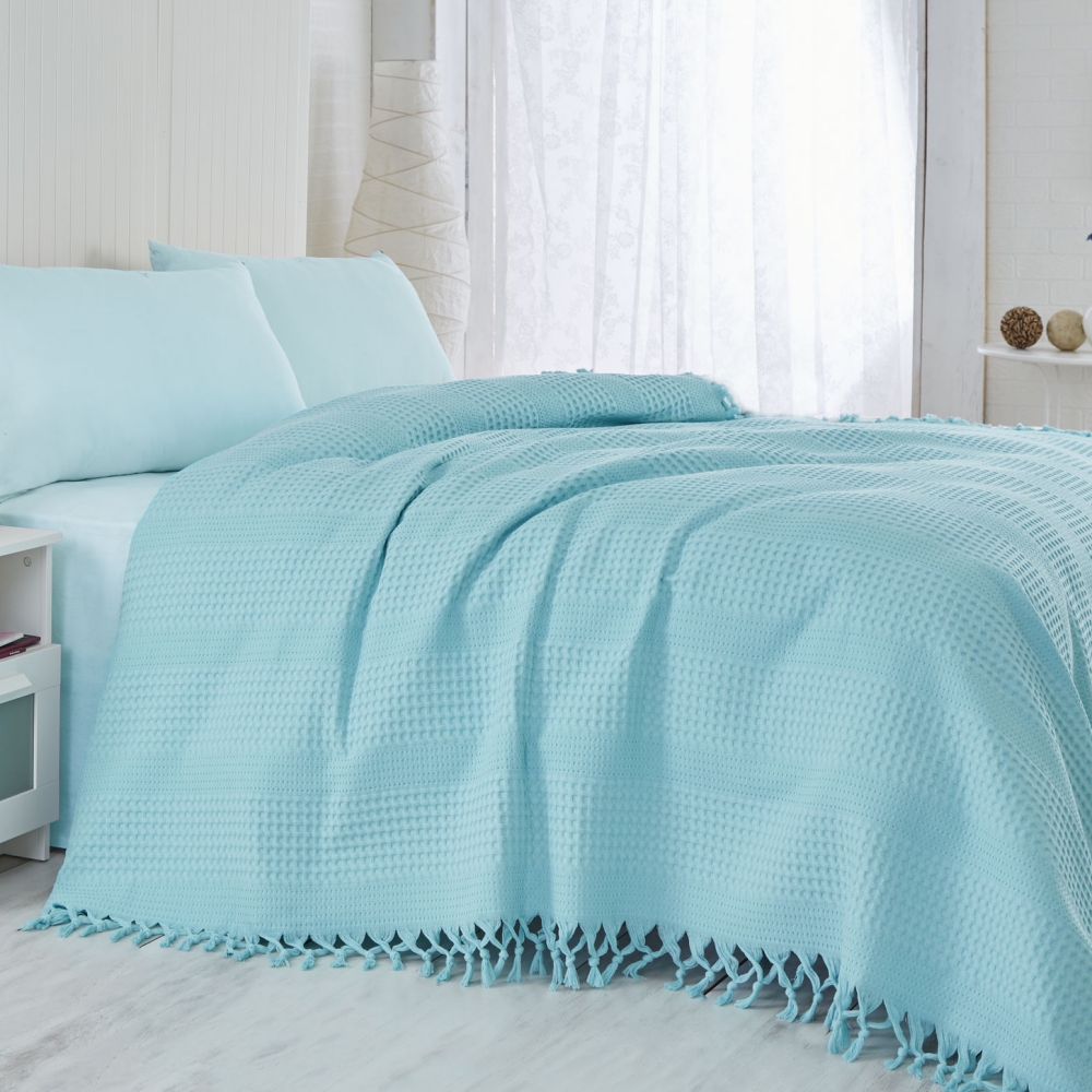 Narzuta Singiel 220x240 cm turkusowa - zdjęcie 1