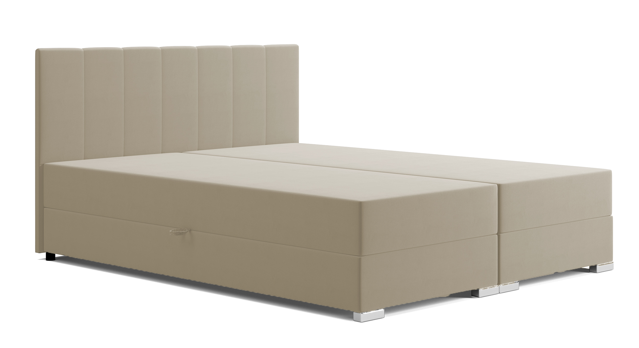 Łóżko kontynentalne 160x200 cm Moluki z pojemnikami jasnobeżowe velvet - zdjęcie 1