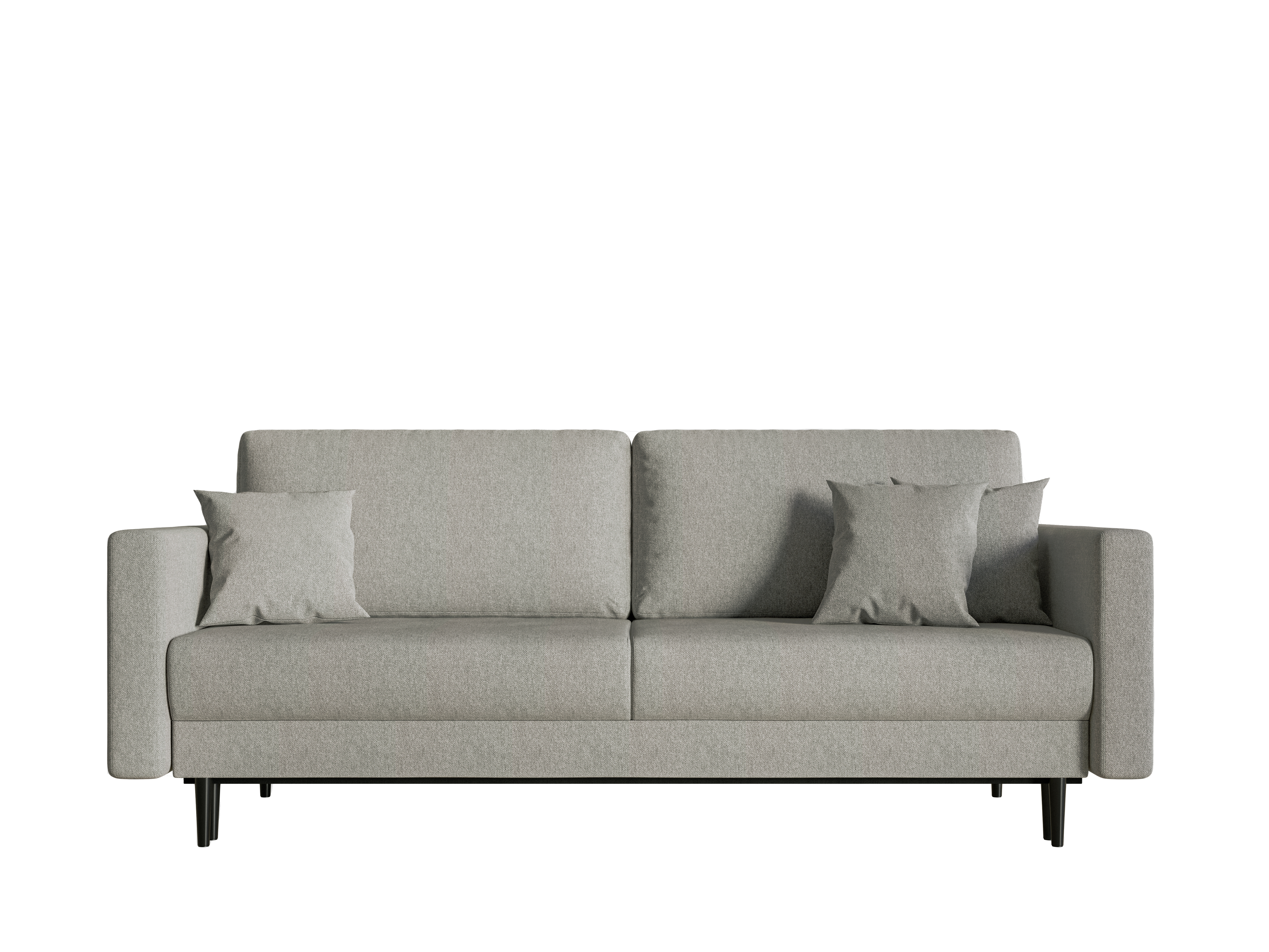 Kanapa rozkładana trzyosobowa Valico szara w tkaninie łatwoczyszczącej szenil nogi czarne - zdjęcie 1