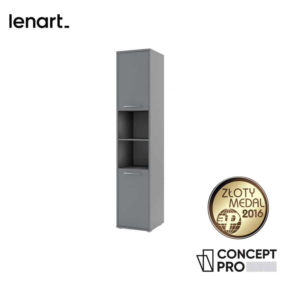 Regał Concept Pro z dwiema zamykanymi szafkami Szary  - zdjęcie 1