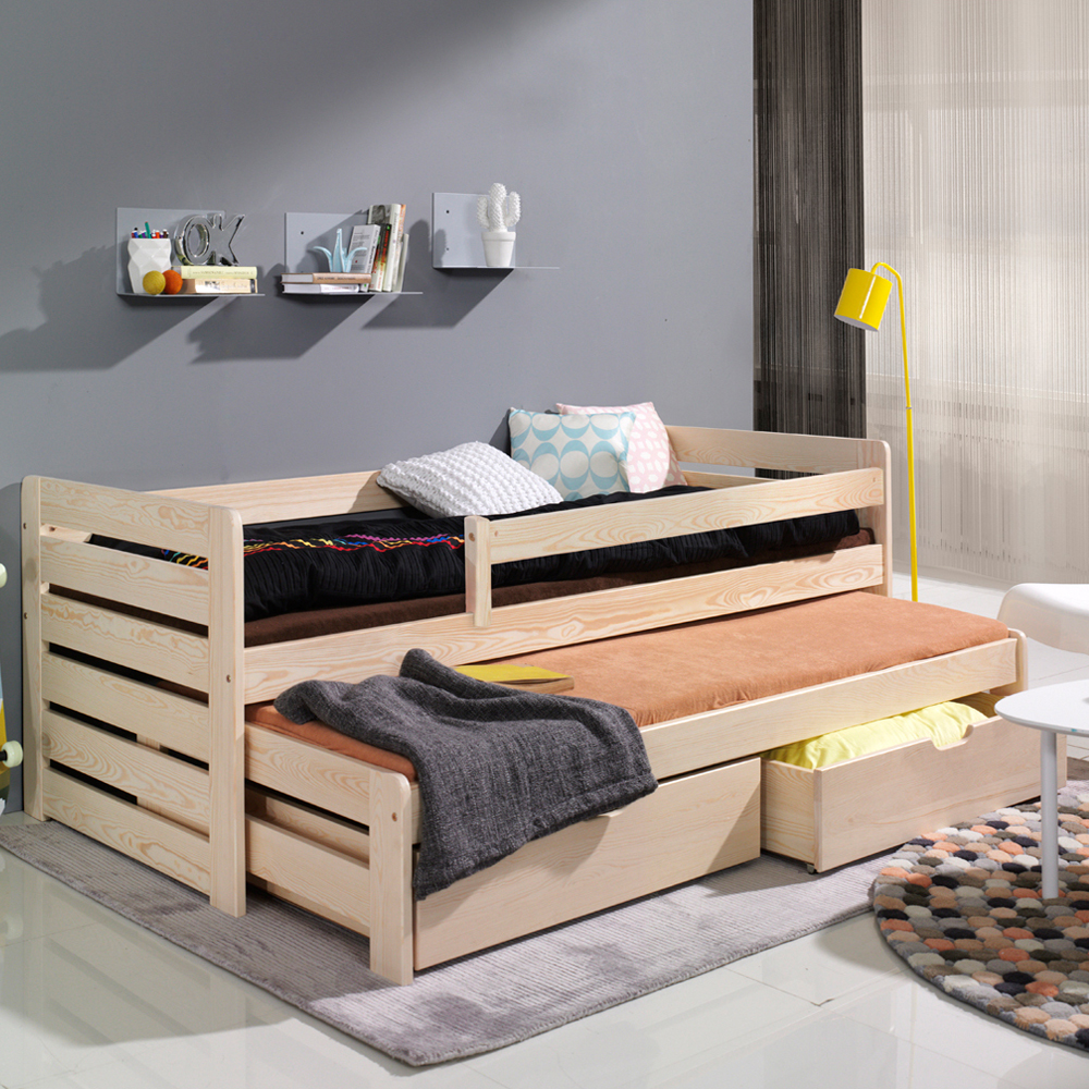 Łóżko młodzieżowe z dwoma posłaniami Frenso dwie szuflady Sosna  - zdjęcie 2