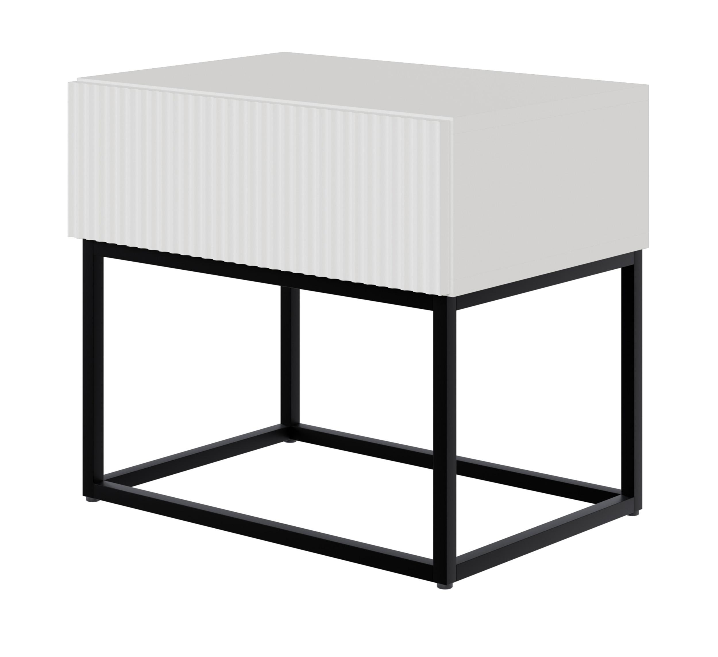 Szafka nocna Veldio 50 cm biała z czarnymi nogami - zdjęcie 1