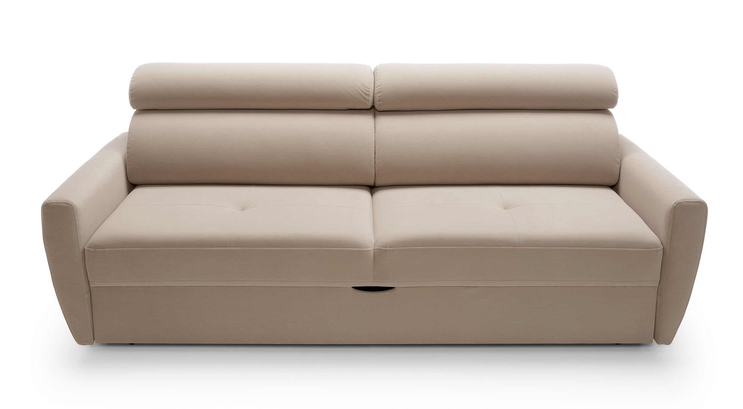 Kanapa rozkładana trzyosobowa Sylles jasnobeżowa welur łatwoczyszczący hydrofobowy - zdjęcie 1