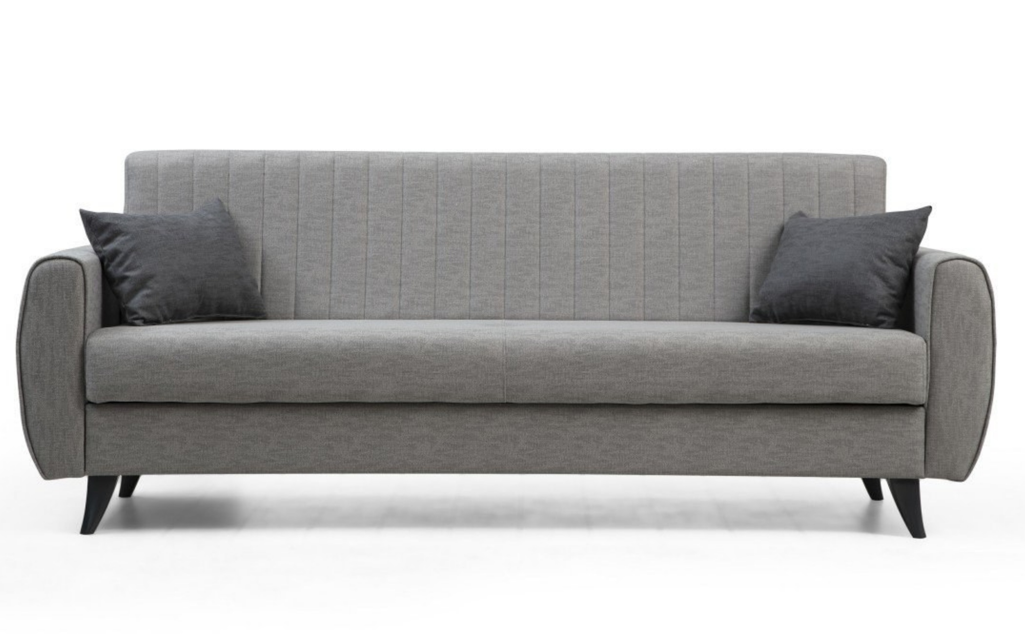 Kanapa trzyosobowa Compulle z pionowymi przeszyciami na oparciu szara - zdjęcie 1