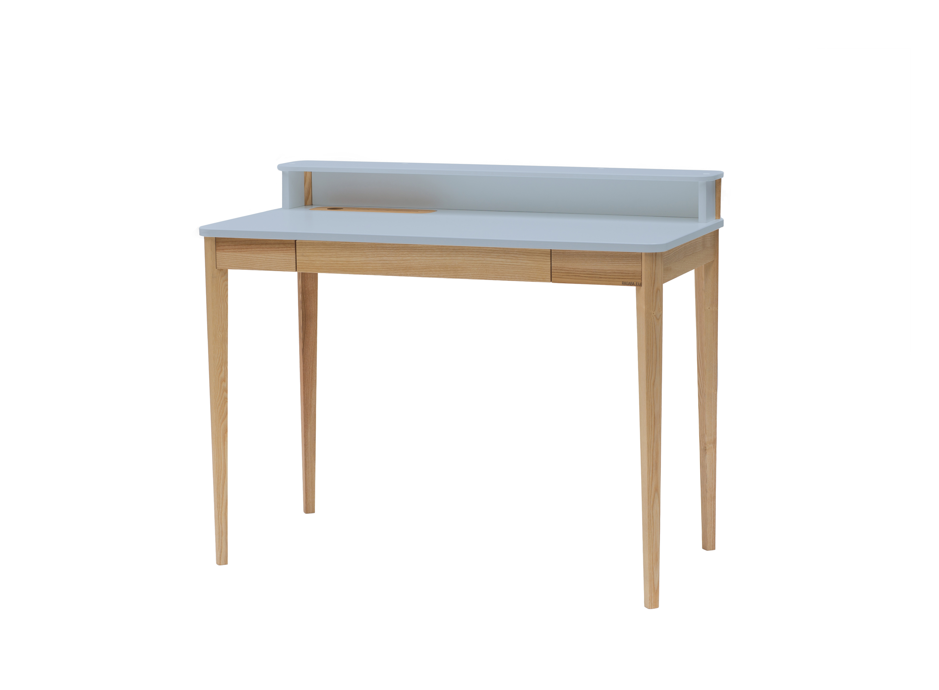 Biurko drewniane Ashme 110x56 cm z szufladą Jasnoszary - zdjęcie 1