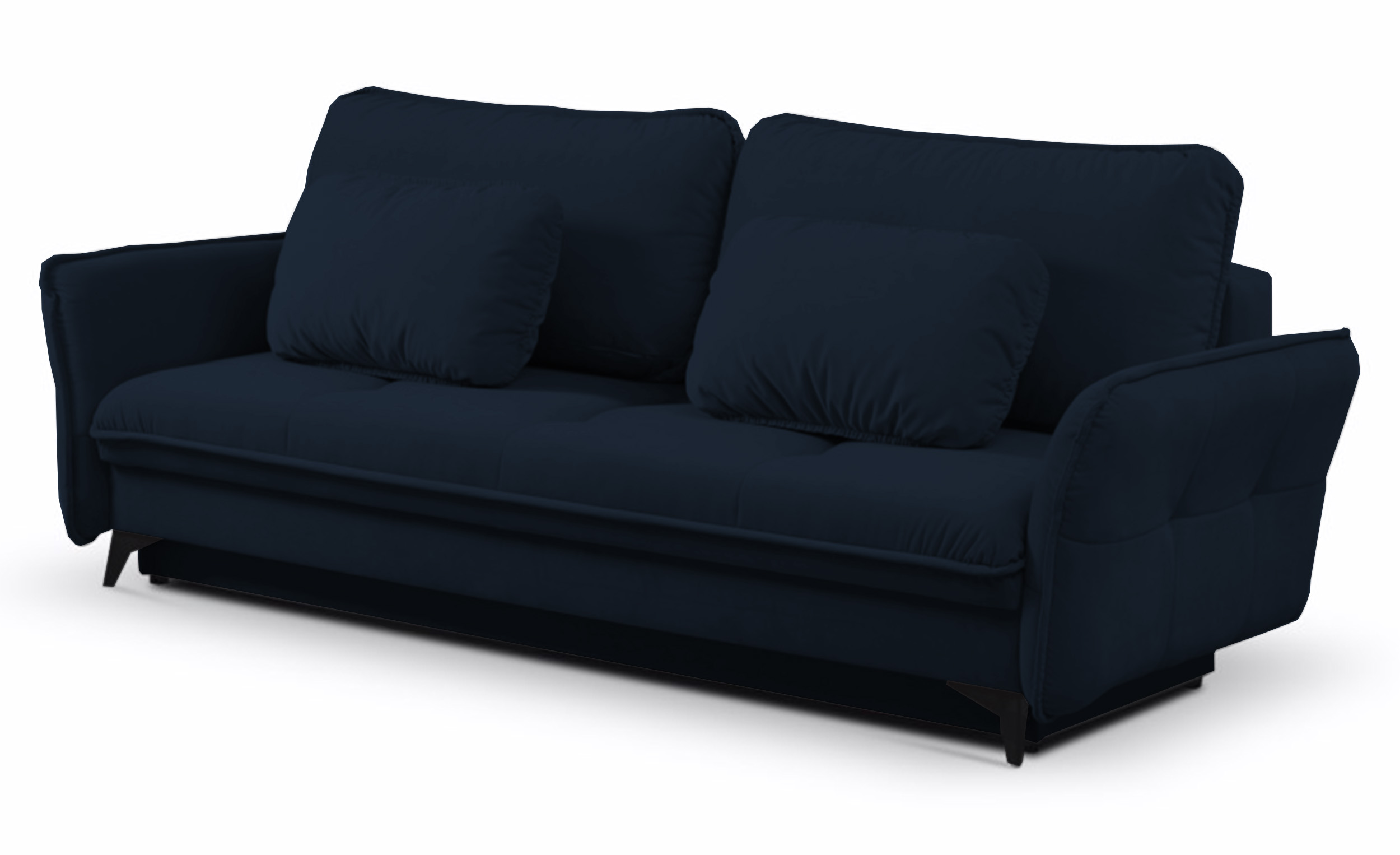 Kanapa rozkładana Marovato granatowa trzyosobowa z pojemnikiem w tkaninie hydrofobowej plusz - zdjęcie 1