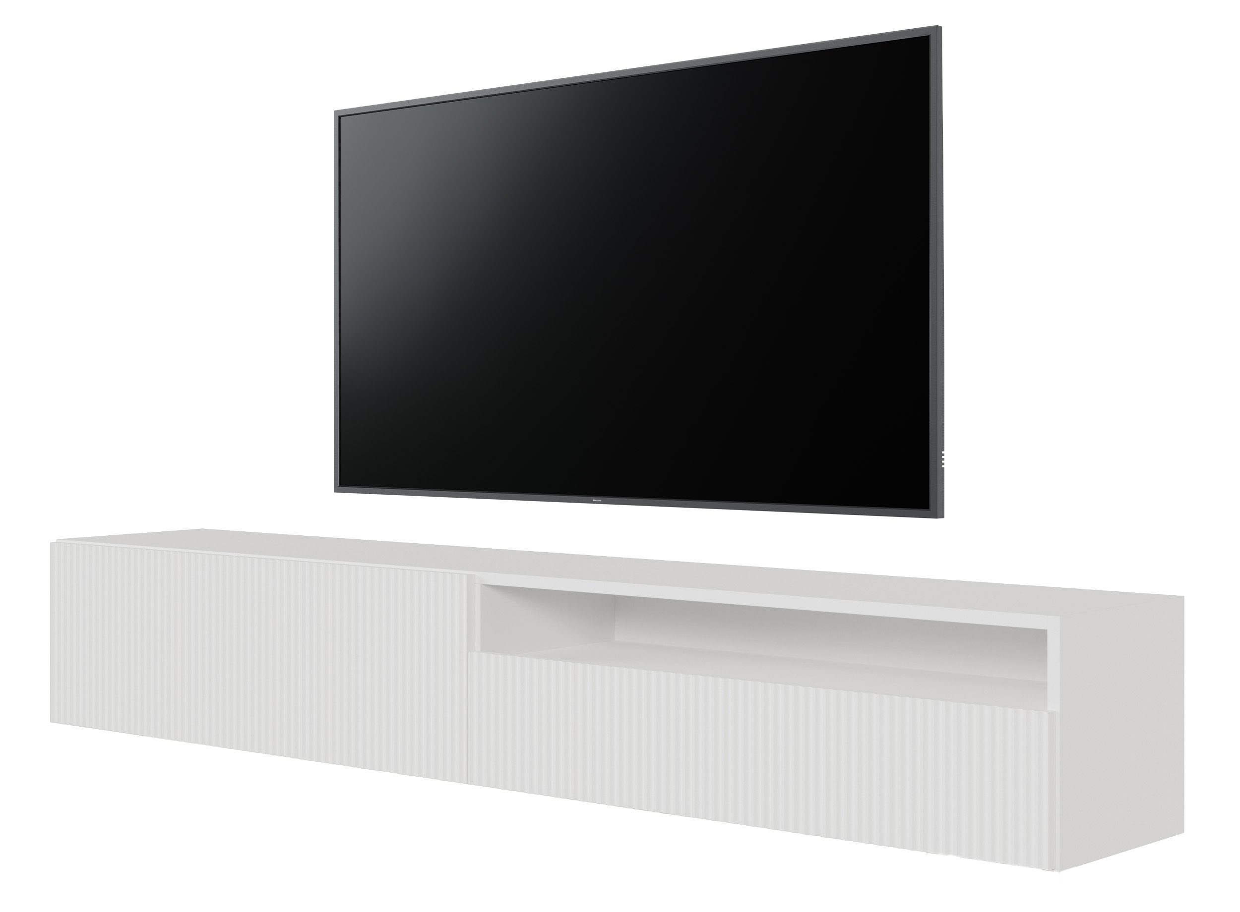 TV-Schrank Veldio 175 cm weiß mit gefräster Front - zdjęcie 1