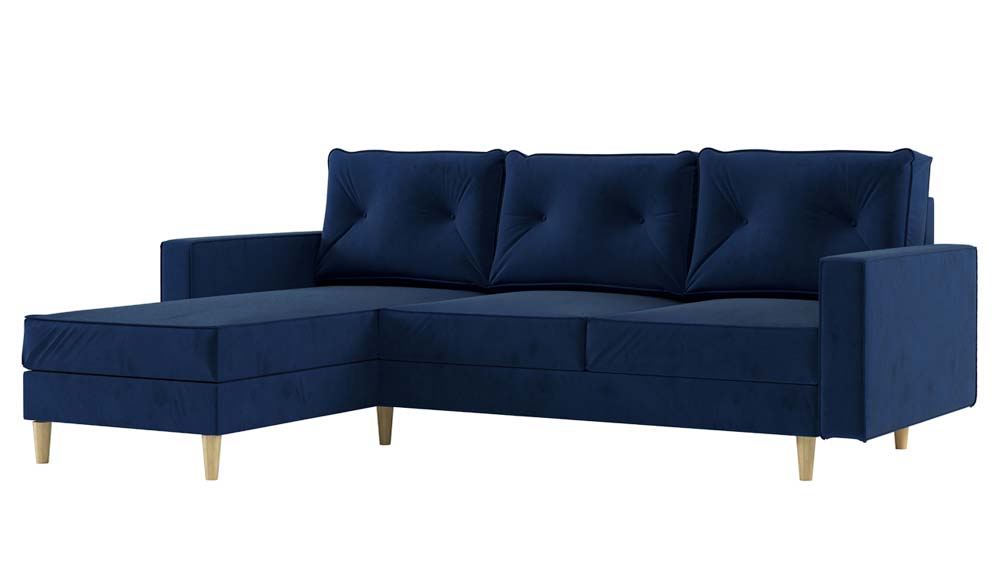 Narożnik z funkcją spania Alidia L-kształtny z pojemnikiem granatowy lewostronny - zdjęcie 5