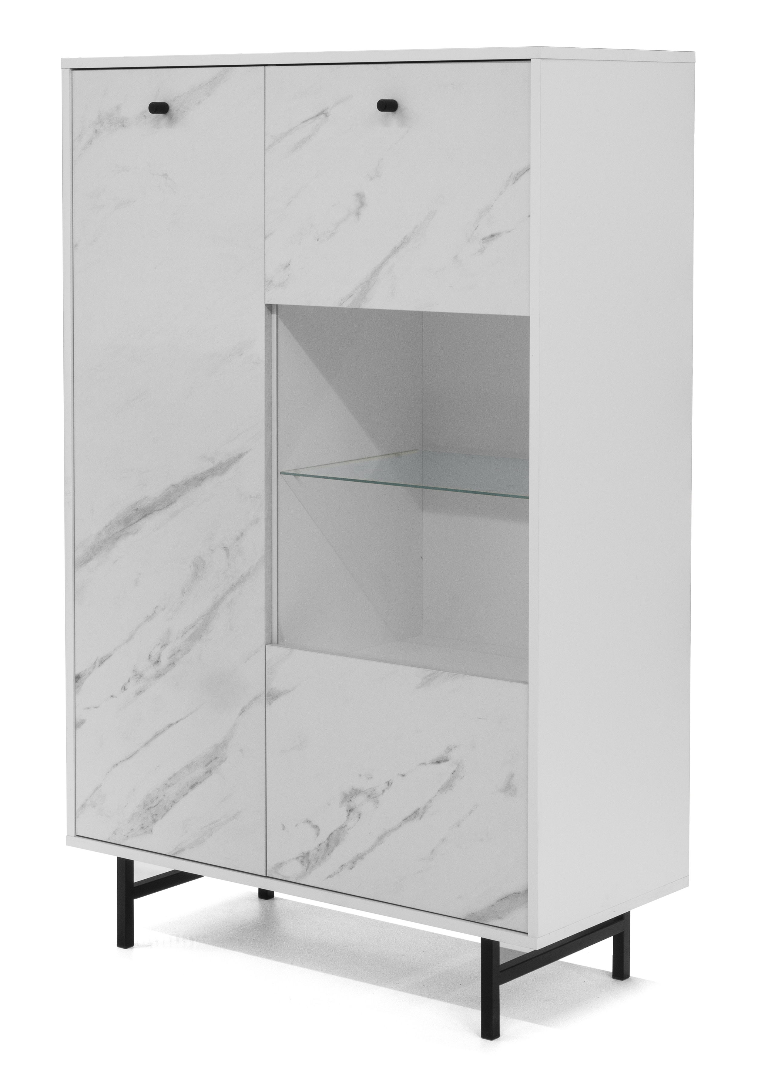 Witryna dwudrzwiowa Artimma 90 cm biała/biały marmur - zdjęcie 1