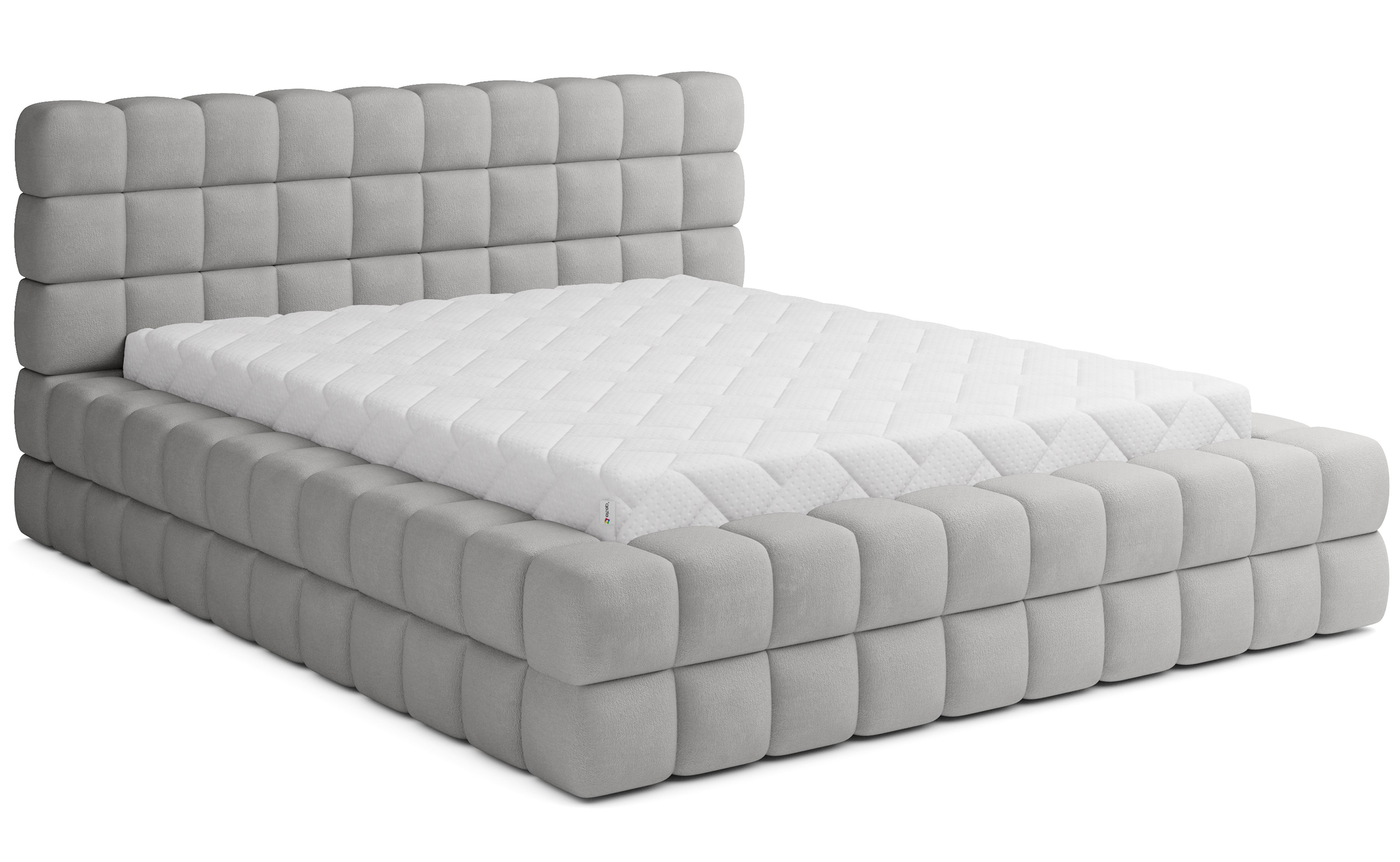 Łóżko tapicerowane 160x200 cm Boubble z pojemnikiem jasnoszare szenil hydrofobowy - zdjęcie 1