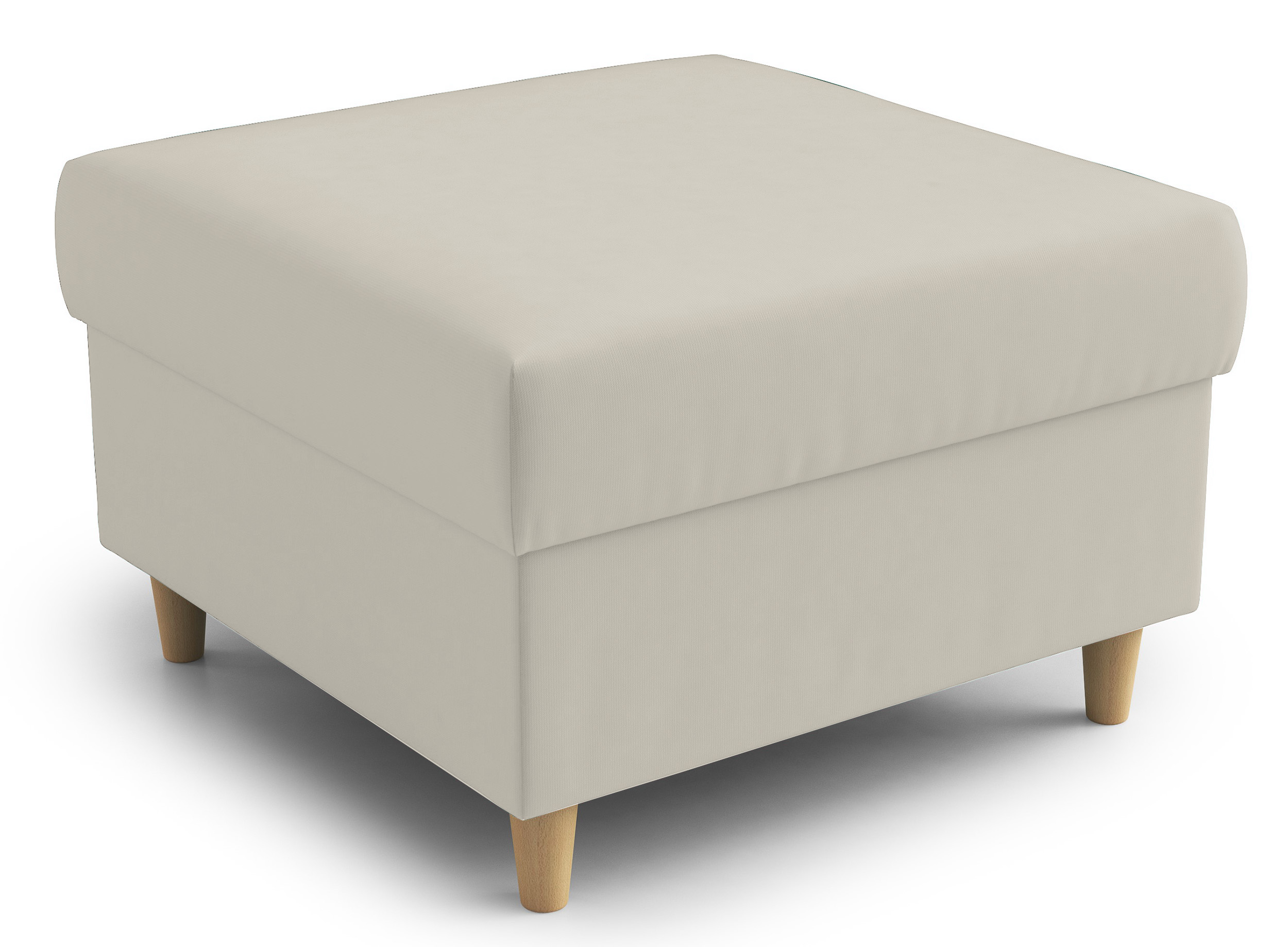 Pufa na drewnianych nóżkach Hotlinds kremowa welur - zdjęcie 1