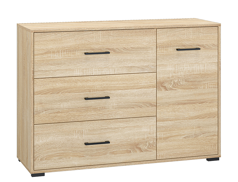 Komoda jednodrzwiowa Mafro z trzema szufladami 120 cm Sonoma jasna - zdjęcie 1