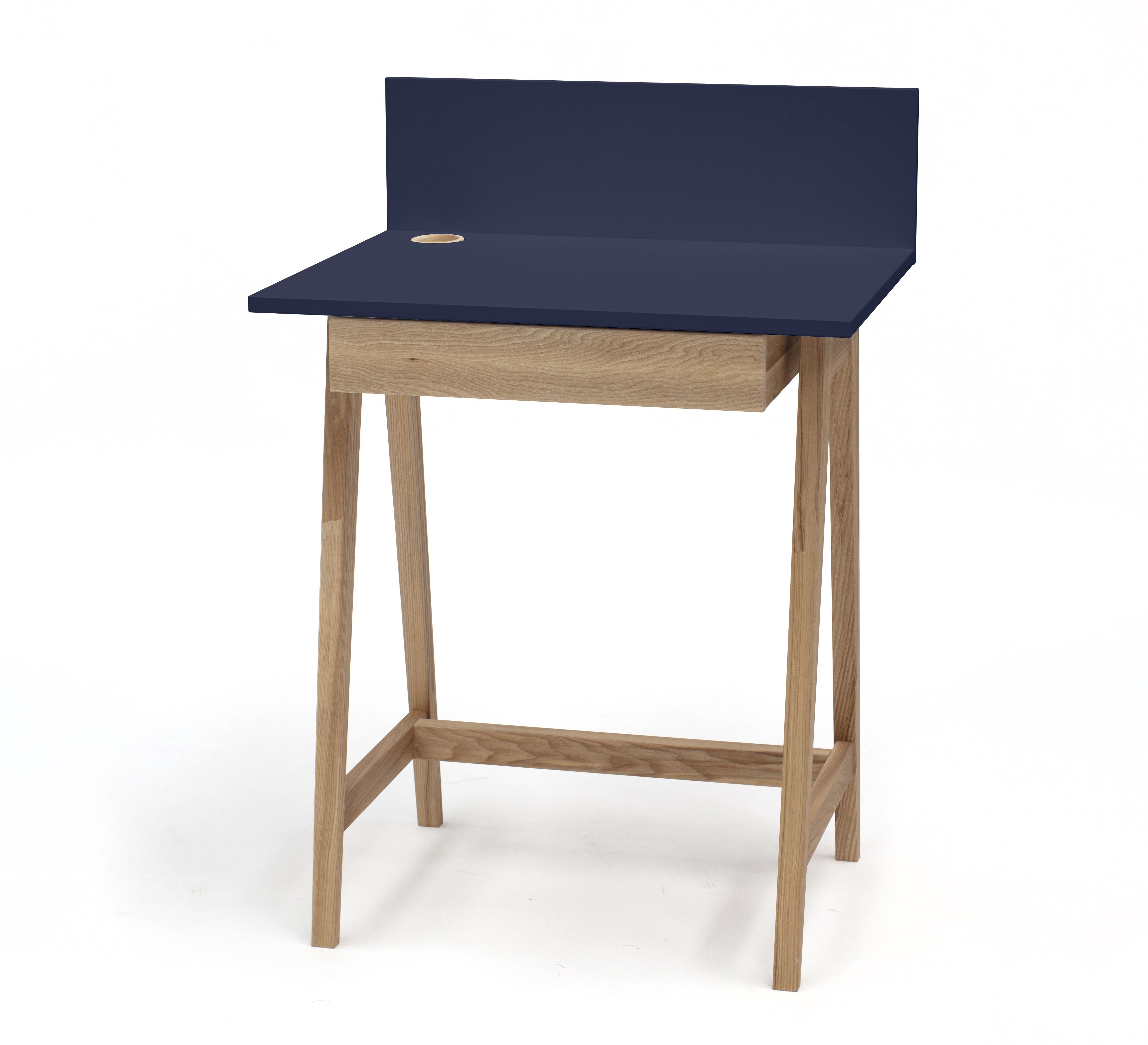 Biurko drewniane Luka 65x50 cm z szufladą Granatowy - zdjęcie 6