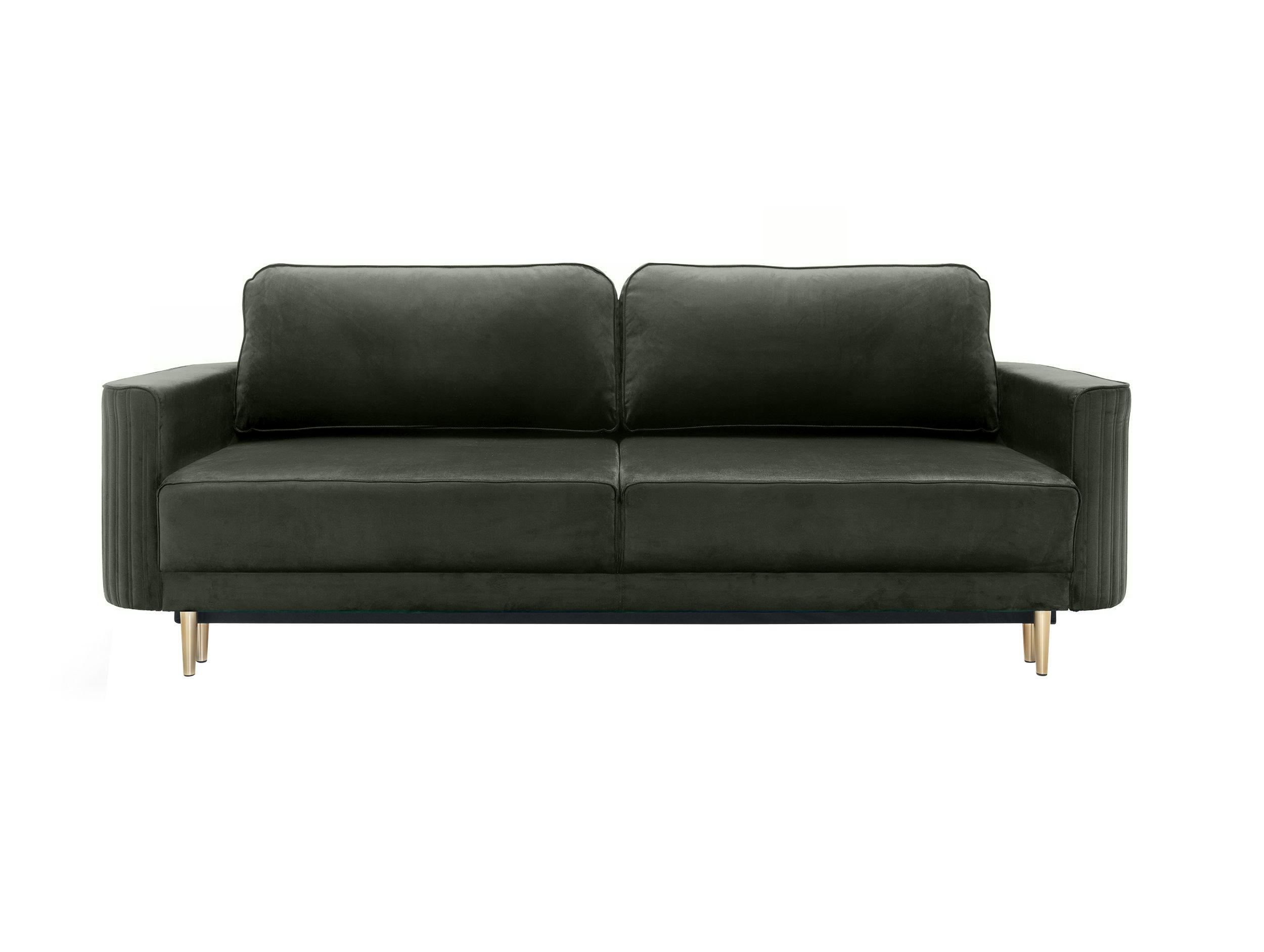 Kanapa rozkładana trzyosobowa Terenzo z pojemnikiem na złotych nogach szara - zdjęcie 1