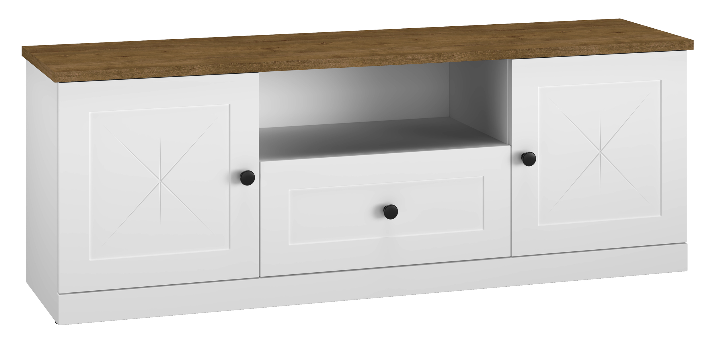 Szafka RTV Mugeto 150 cm biała/dąb Lefkas - zdjęcie 1