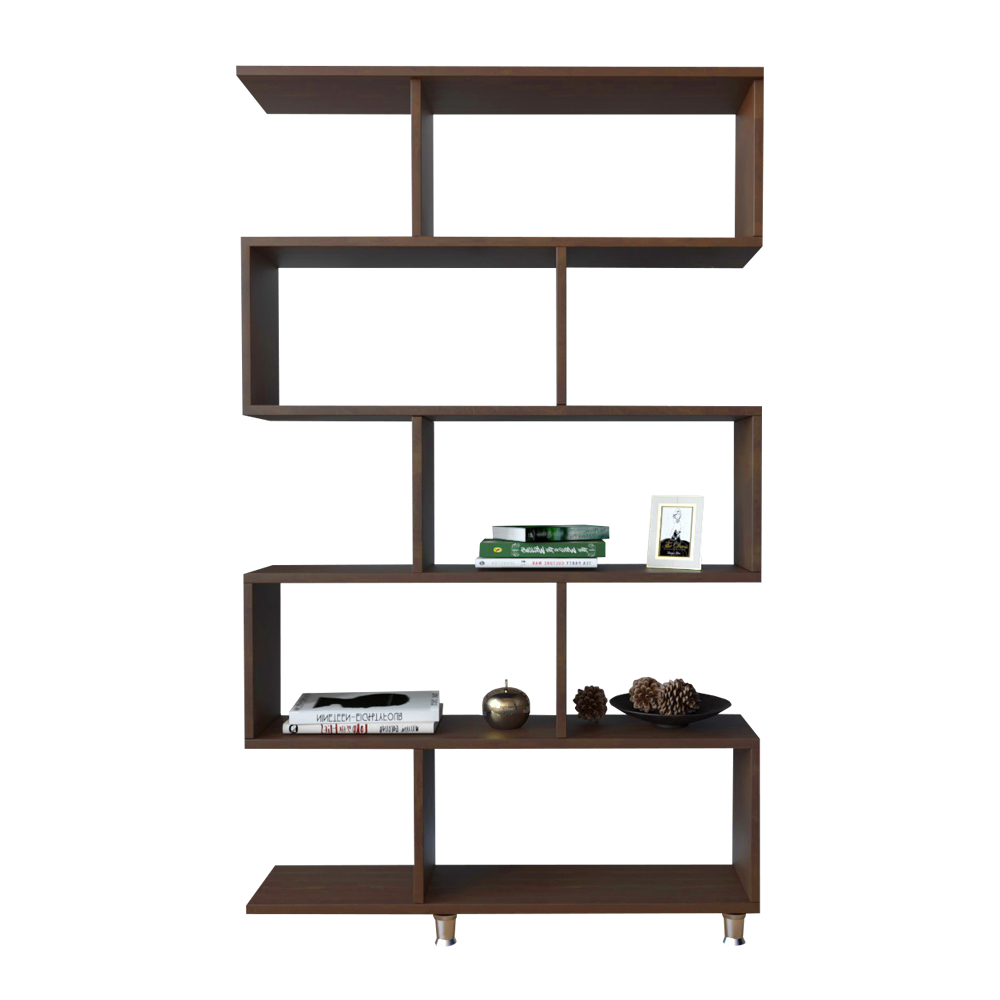 Regał na książki Nilefy pięciopoziomowy orzech - zdjęcie 1