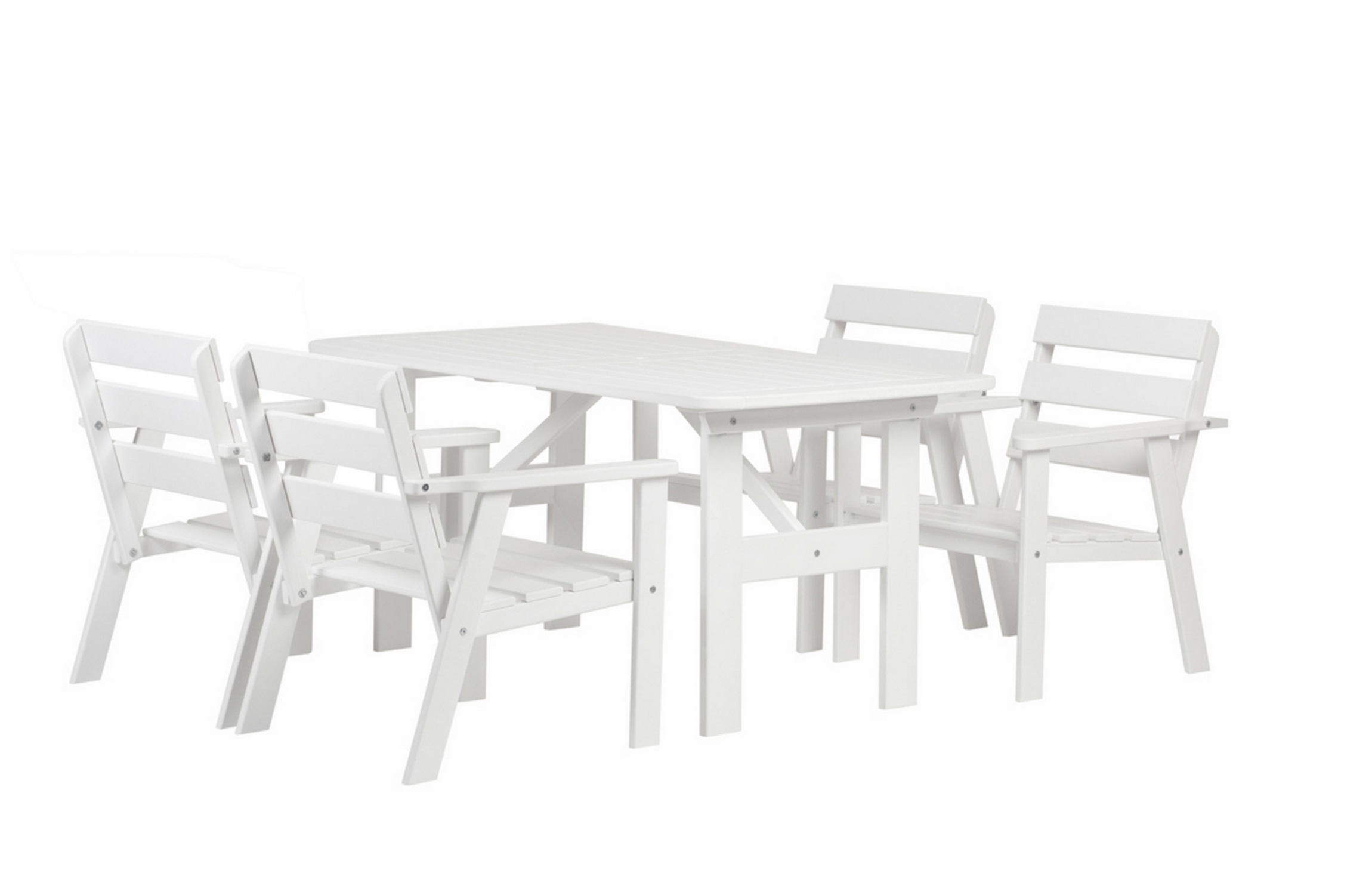 Zestaw mebli ogrodowych Wrotilm stół z 4 krzesłami biały - zdjęcie 1