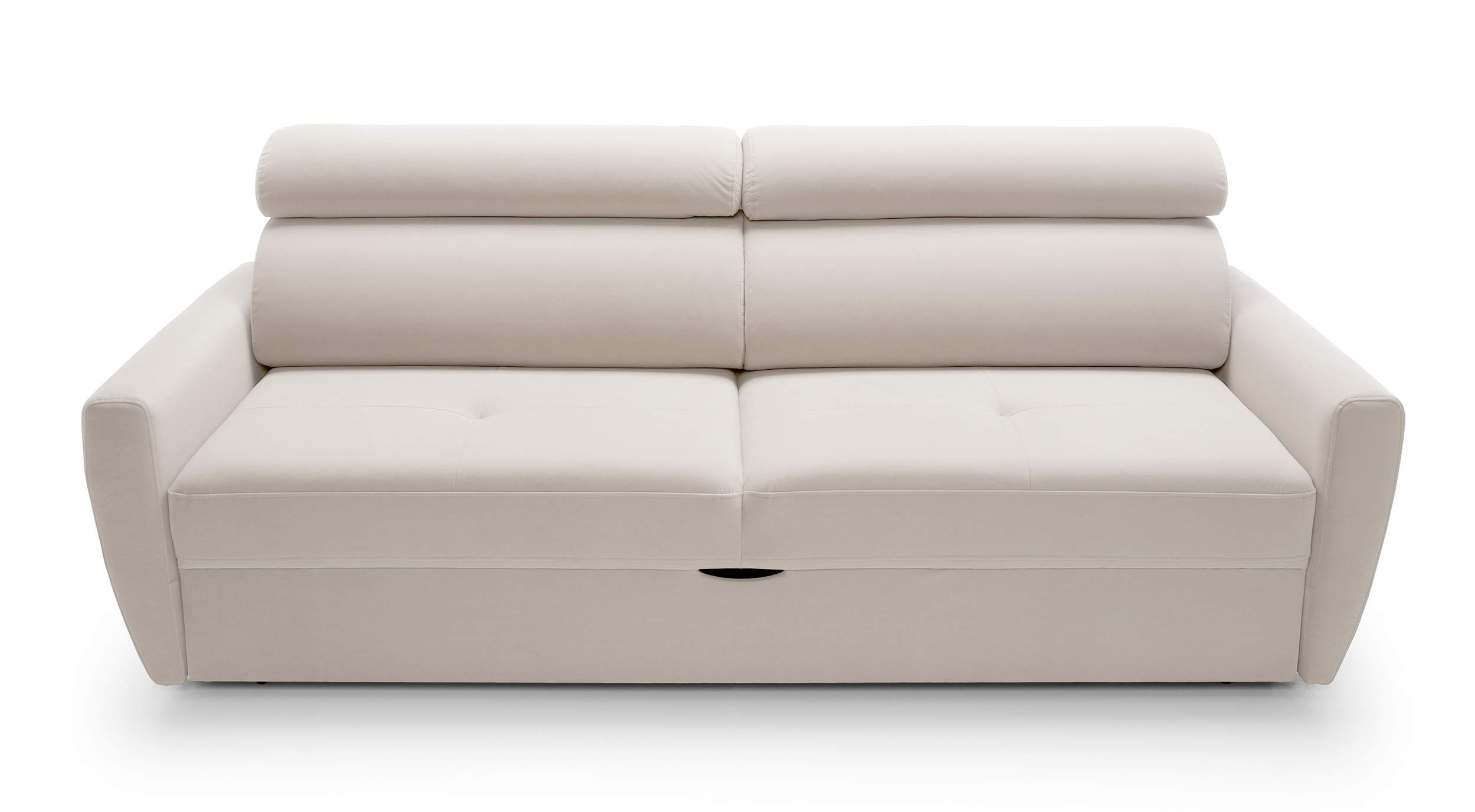 Kanapa rozkładana trzyosobowa Sylles kremowa welur łatwoczyszczący hydrofobowy - zdjęcie 1