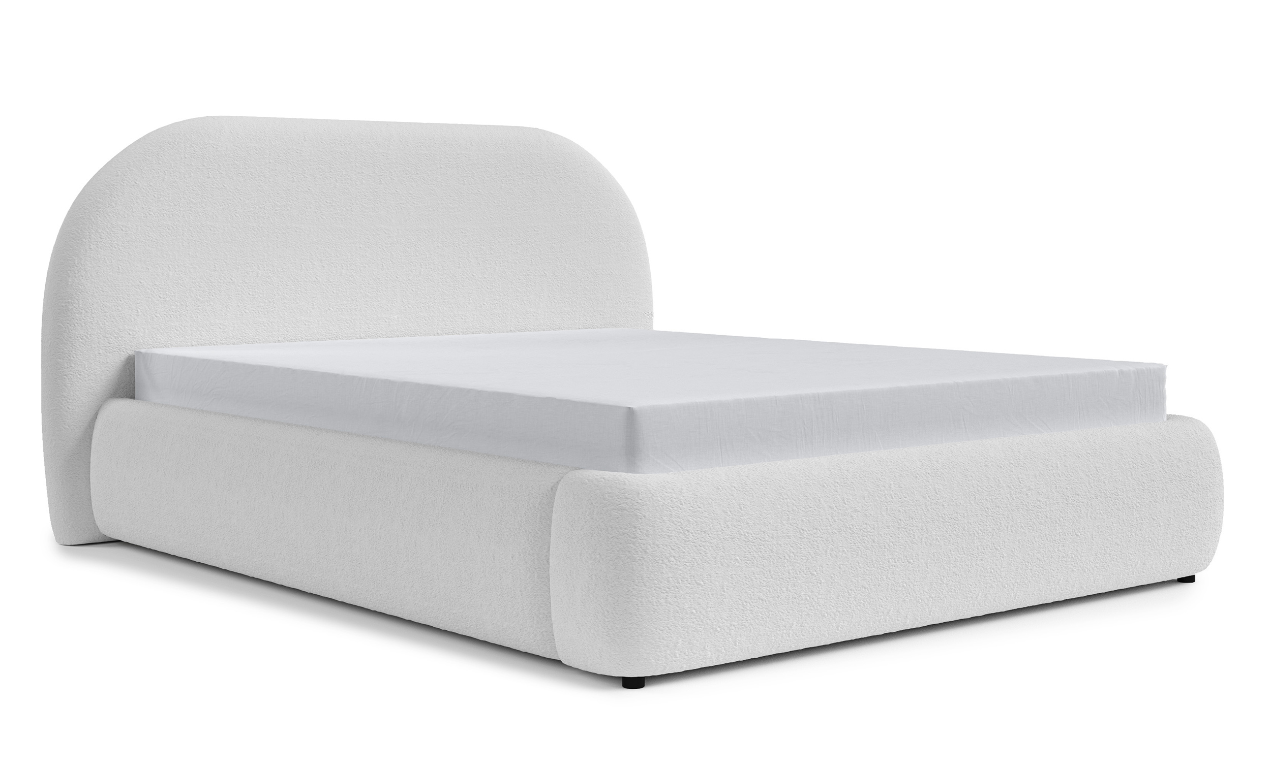 Łóżko tapicerowane 180x200 cm Ovo szare z pojemnikiem rama metalowa podnośnik gazowy boucle - zdjęcie 1