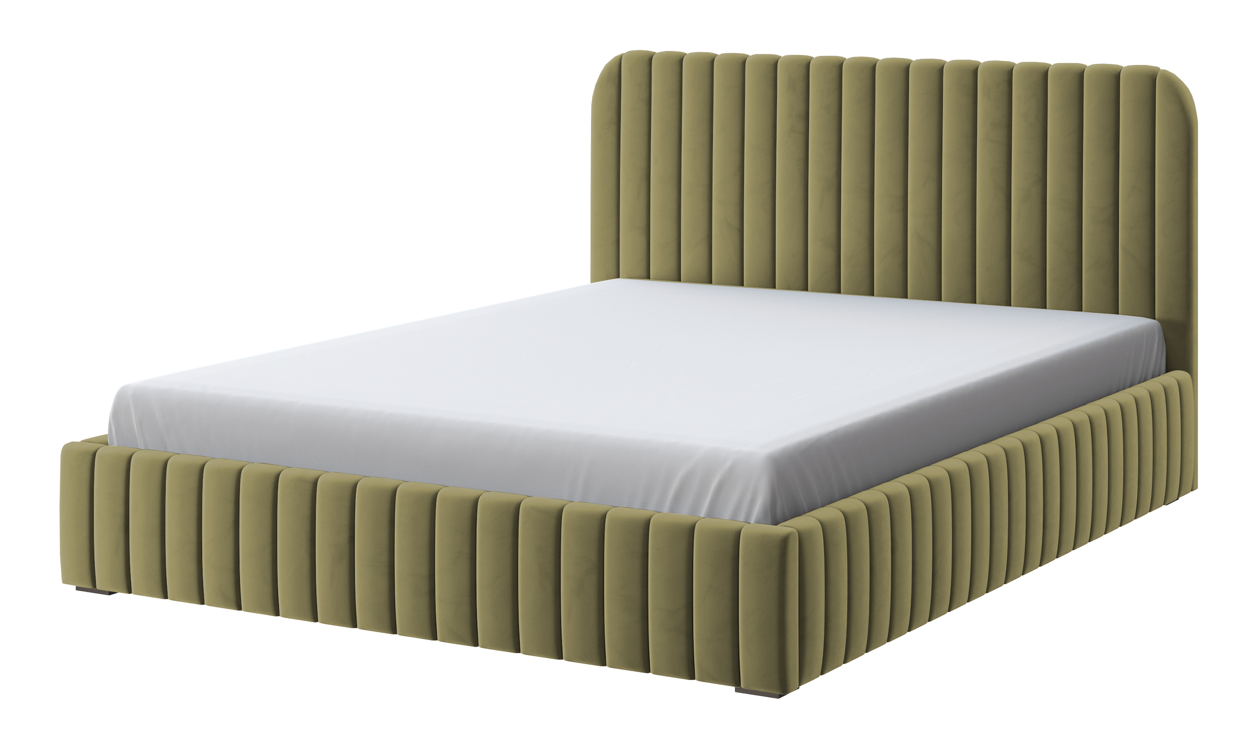 Łóżko tapicerowane Saliano oliwkowe 140x200 z pojemnikiem stelaż metalowy podnośnik gazowy welur