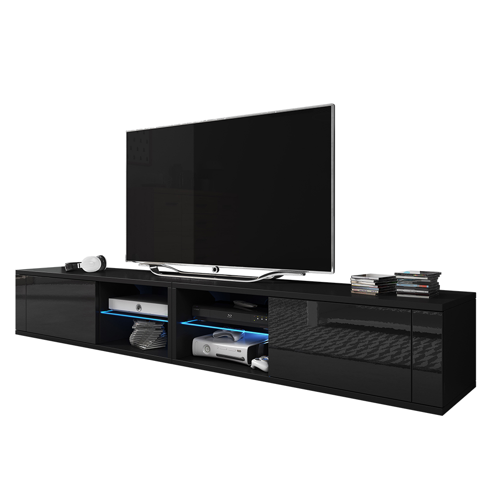 Szafka RTV Elegant 2 Double czarny mat/czarny połysk