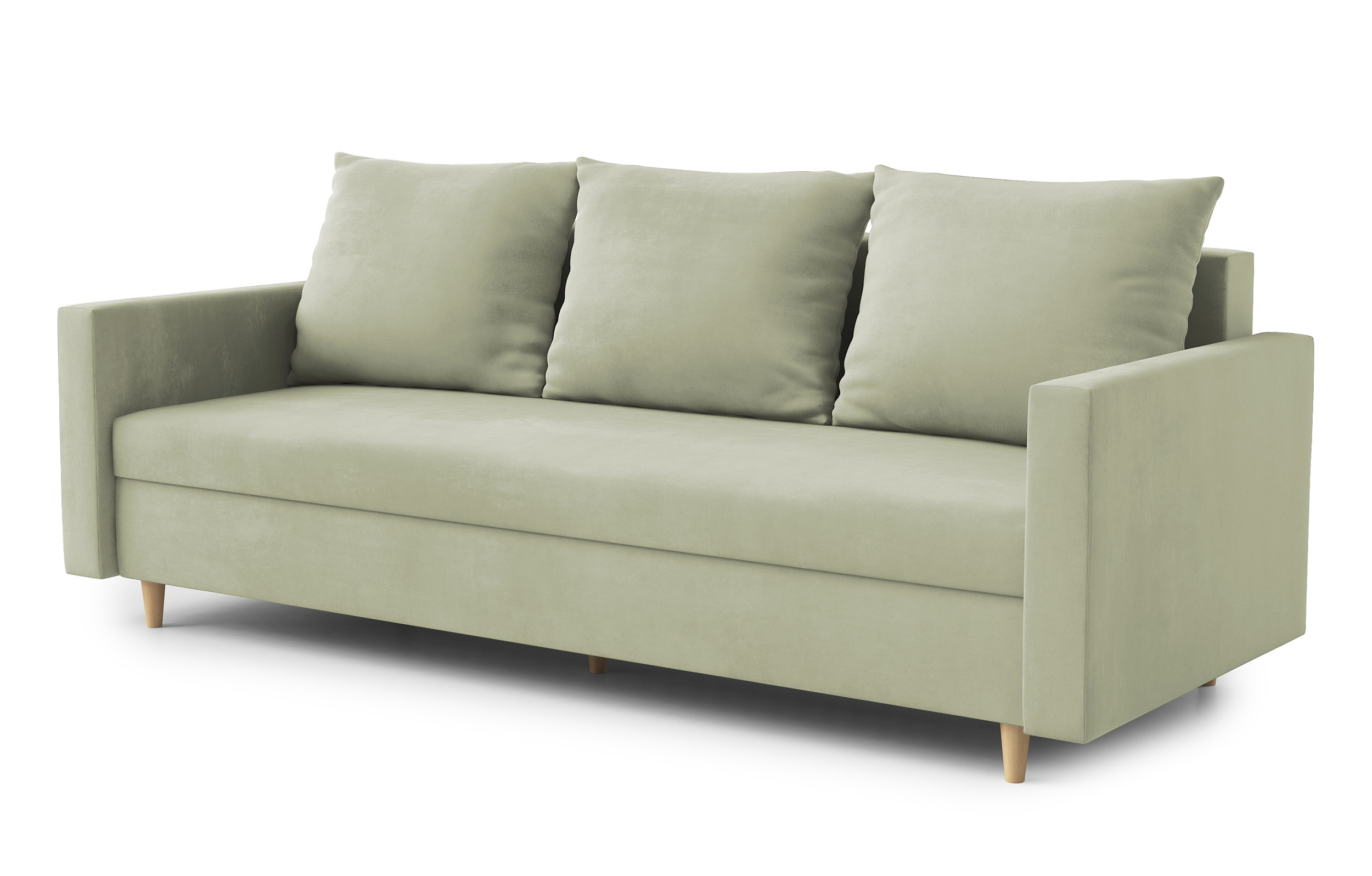 Kanapa rozkładana Calluto z pojemnikiem szałwiowa welur - zdjęcie 1