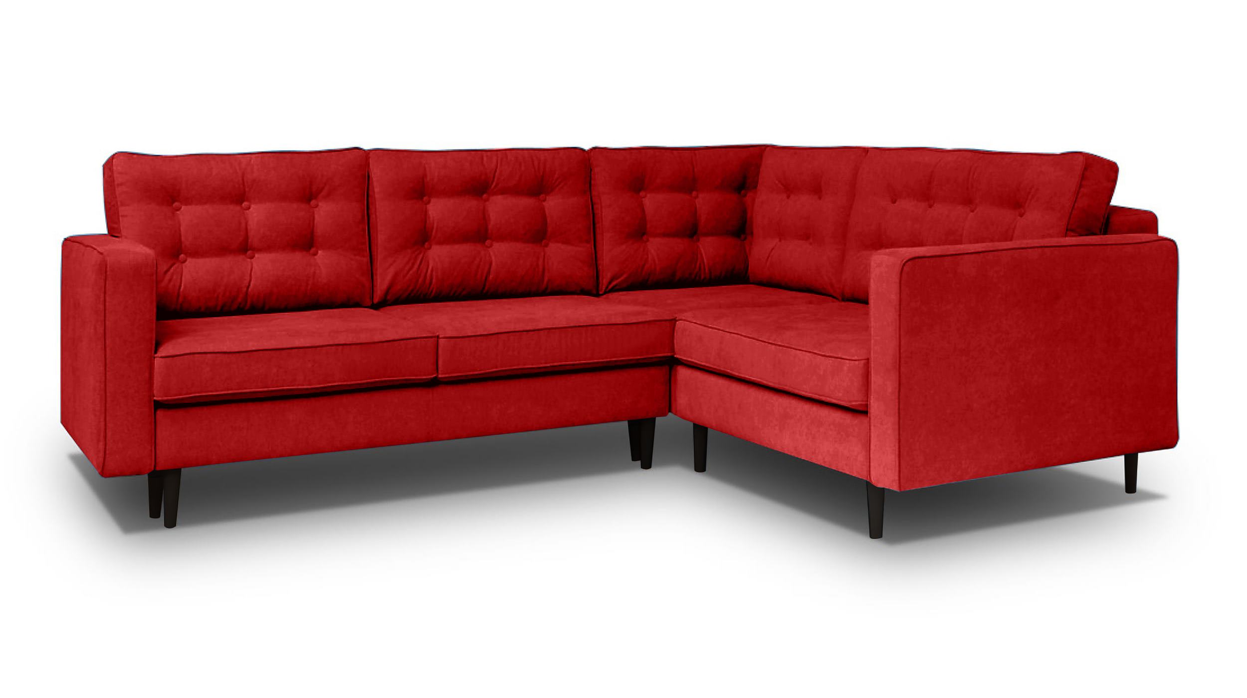 Narożnik z funkcją spania Juttic 250 cm L-kształtny z pojemnikiem bordowy welwet prawostronny - zdjęcie 1