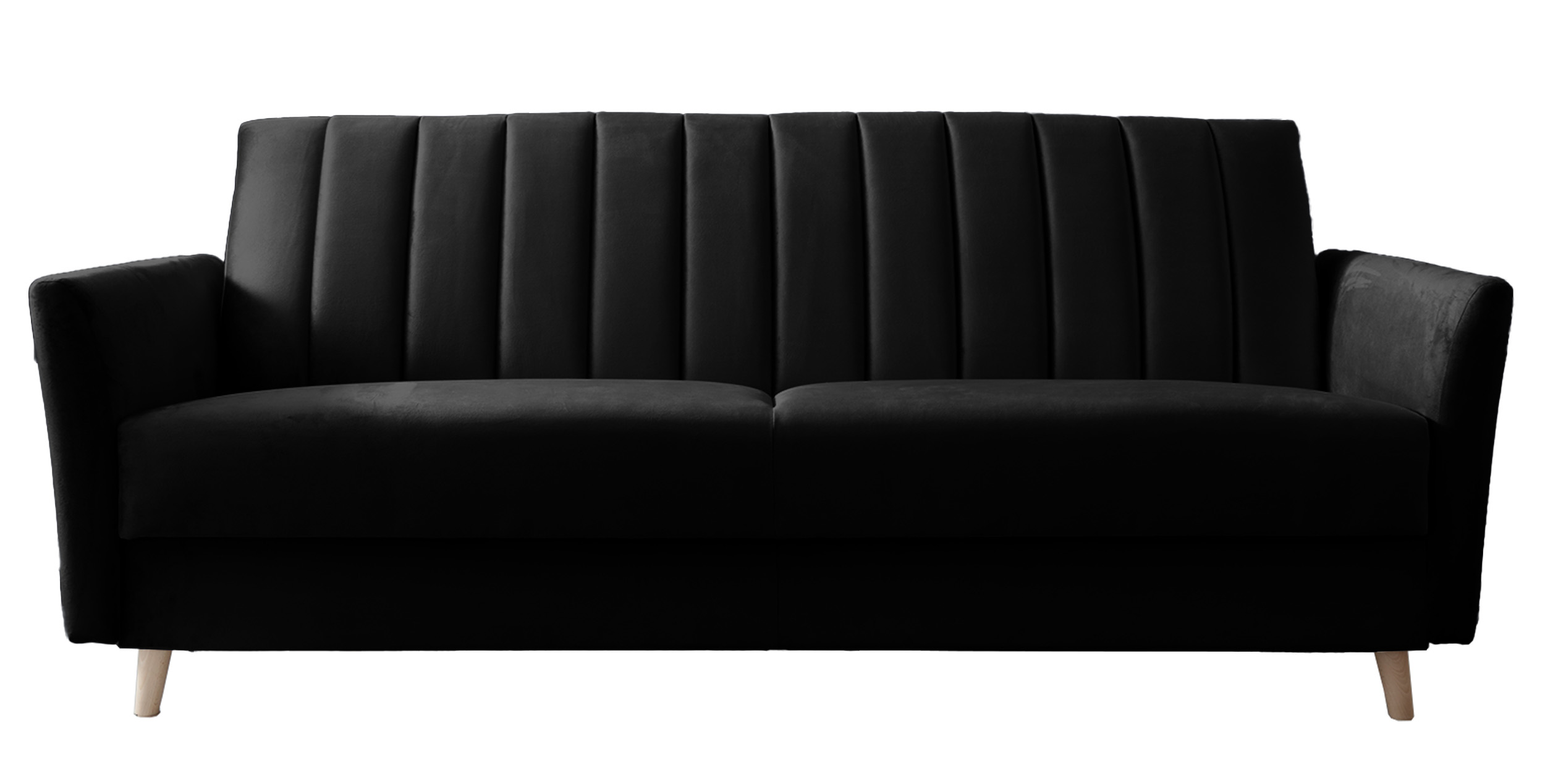 Wersalka rozkładana trzyosobowa Kolmeno z pojemnikiem czarna welur - zdjęcie 1