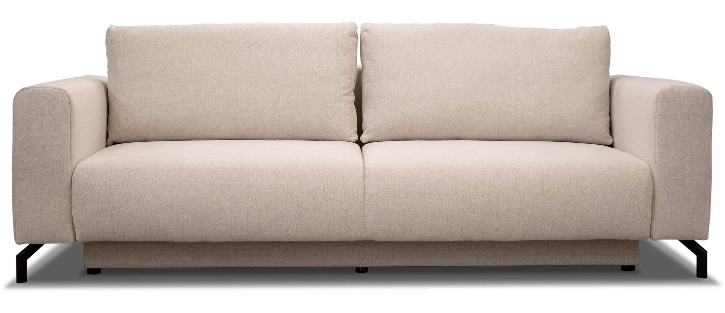 Kanapa rozkładana trzyosobowa Veni z pojemnikiem na pościel jasnobeżowa plecionka - zdjęcie 1