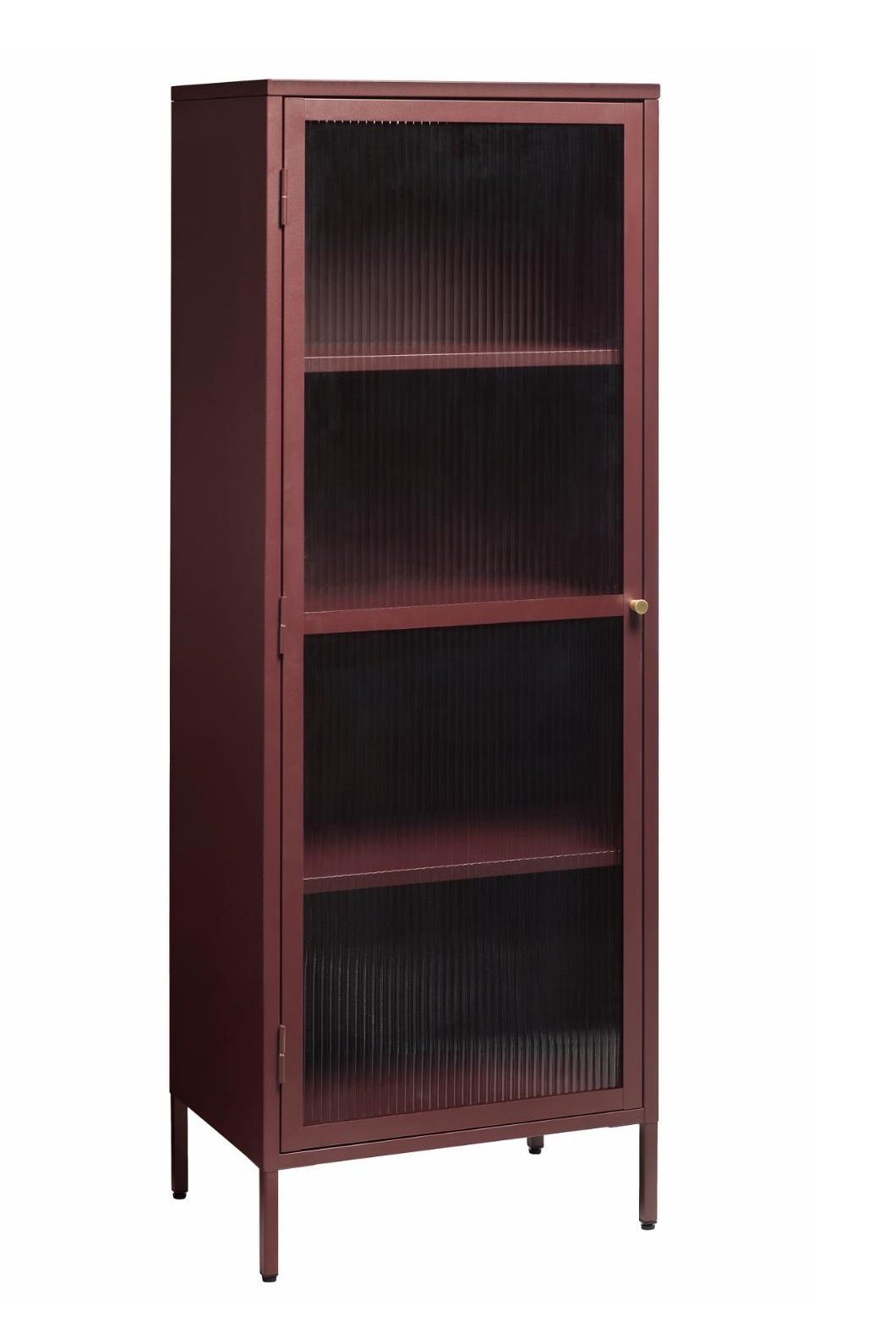 Witryna metalowa jednodrzwiowa Avensunly 160 cm z przeszkleniem bordowa - zdjęcie 1