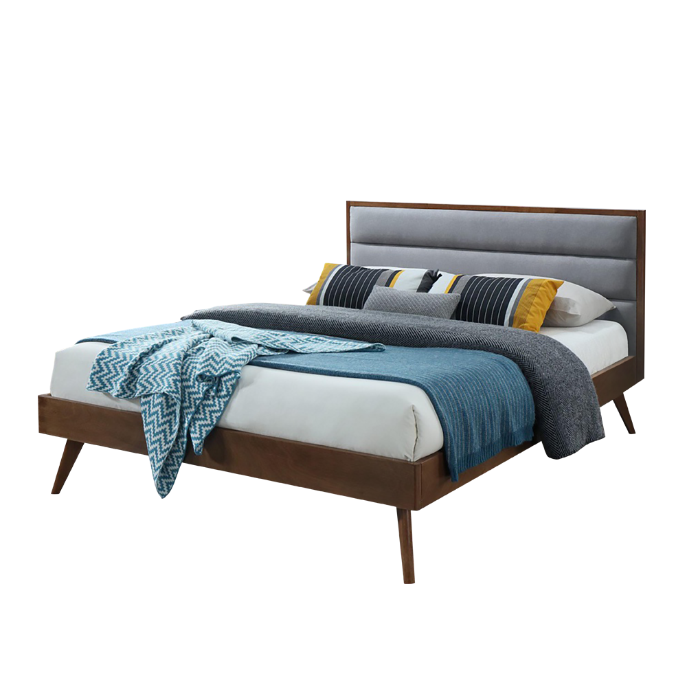 Łóżko Farrelly orzech z popielatym zagłówkiem160x200 cm - zdjęcie 1