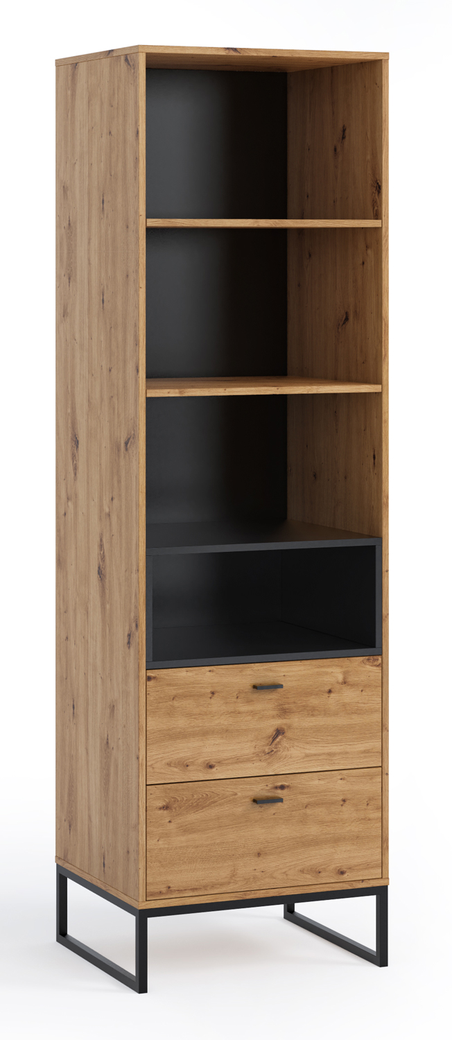 Regał Bonila z szufladami dąb artisan / czarny - zdjęcie 1