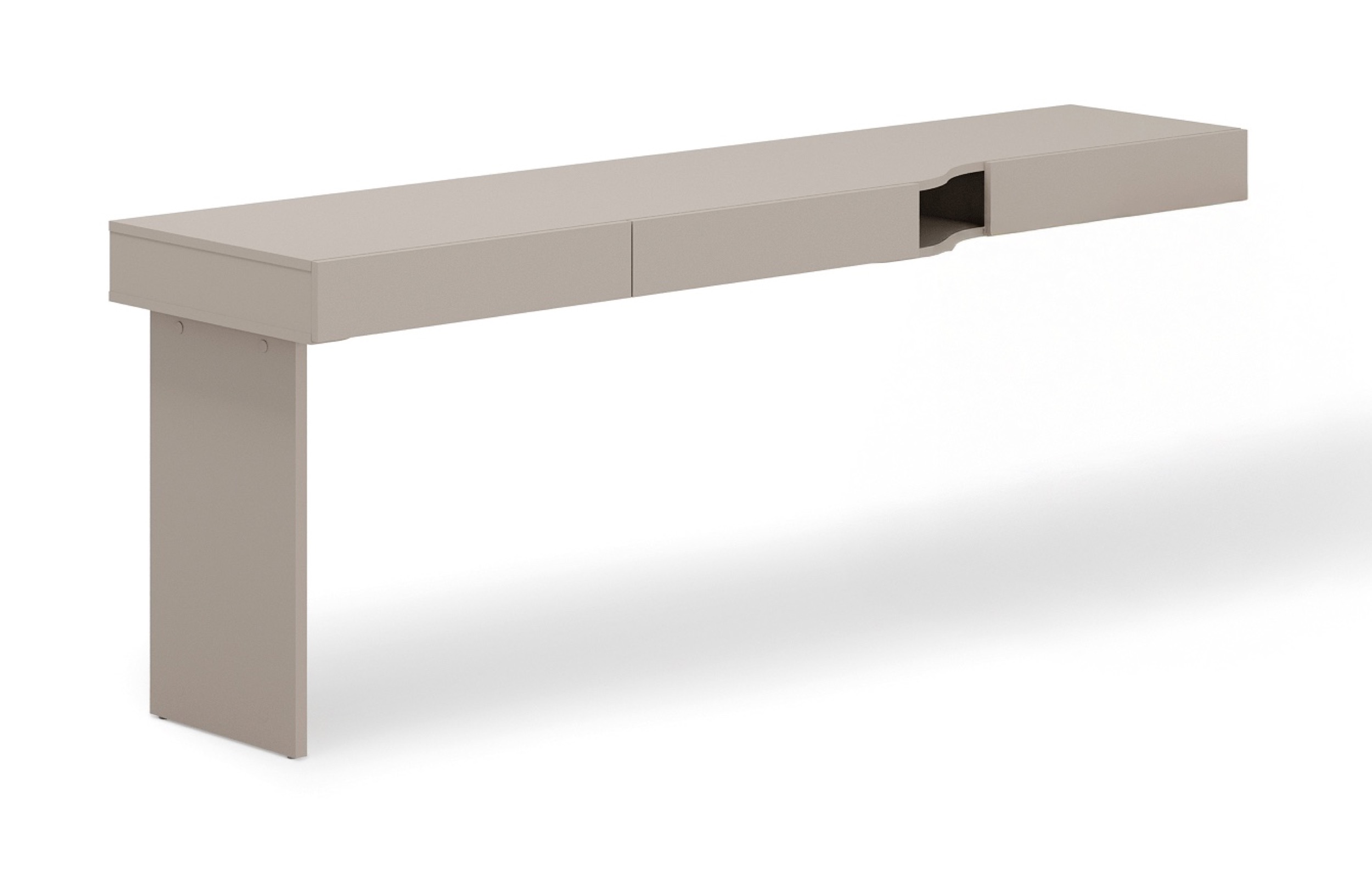 Biurko młodzieżowe lewe Woow z trzema szufladami i wnęką 210 cm szampański/clay grey - zdjęcie 1