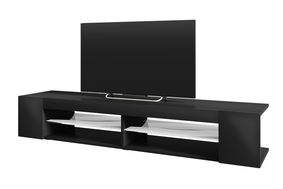 Szafka RTV Mitchell 180 cm Czarny mat / Czarny połysk  - zdjęcie 1