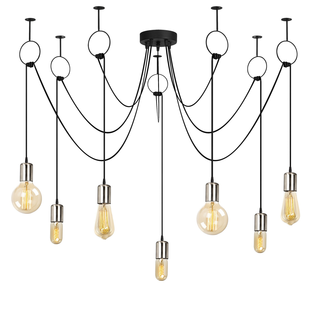 Żyrandol wiszący Inidil x7 czarny - zdjęcie 1
