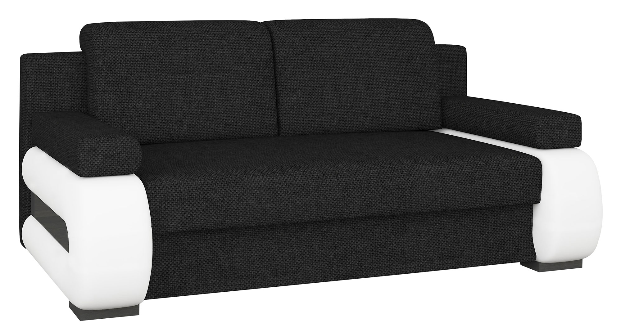 Kanapa rozkładana dwuosobowa Sorrel z pojemnikiem czarna / kremowa plecionka / ekoskóra - zdjęcie 1