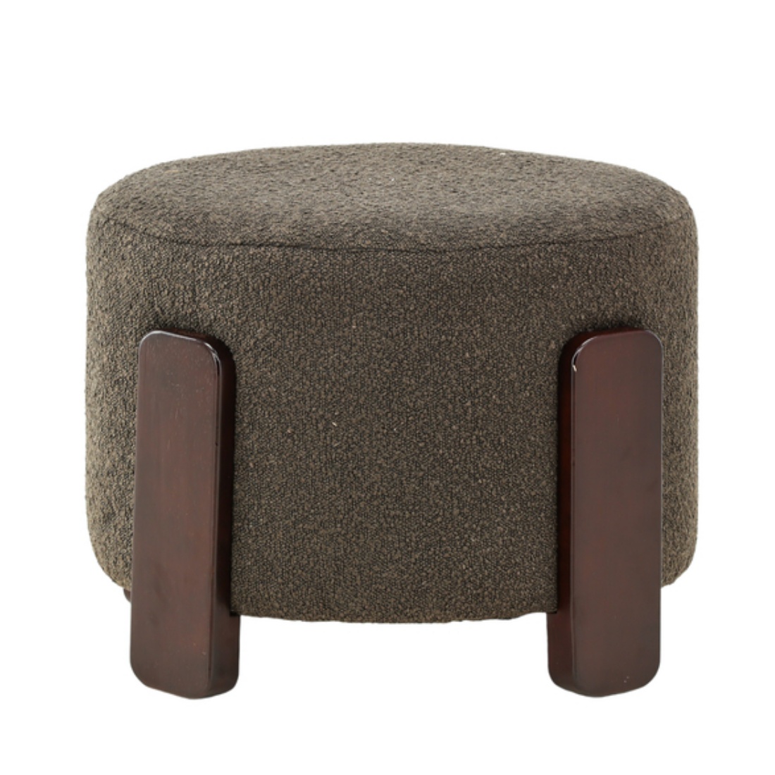 Pufa na drewnianych nóżkach Perices tkanina boucle ciemnoszara - zdjęcie 1