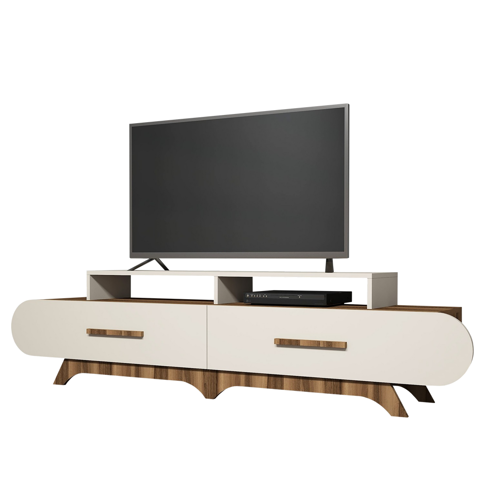 Szafka RTV Ovalia 205 cm z kremowym frontem - zdjęcie 1