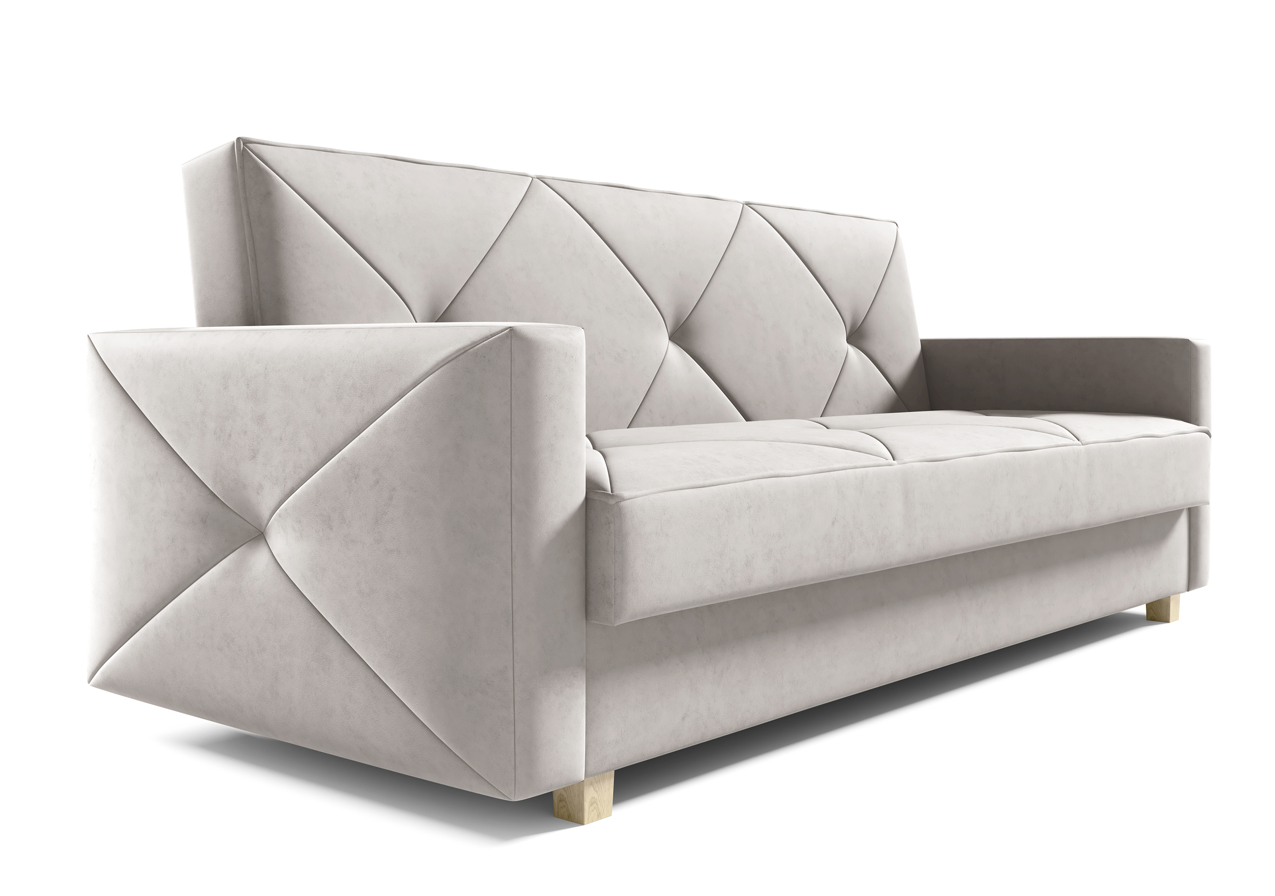 Wersalka trzyosobowa Sobelo kremowy z pojemnikiem welur łatwoczyszczący - zdjęcie 1