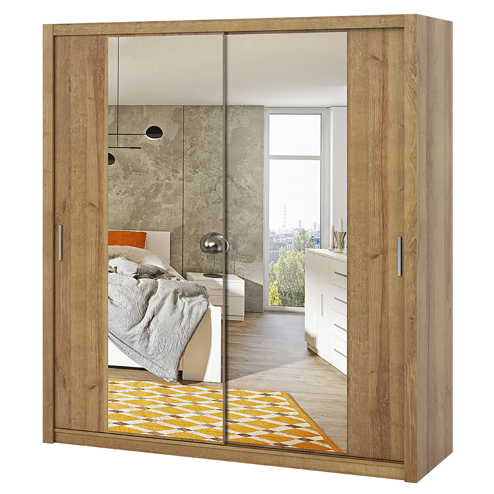 Szafa Rinker 200 cm z lustrem Dąb złoty - zdjęcie 1