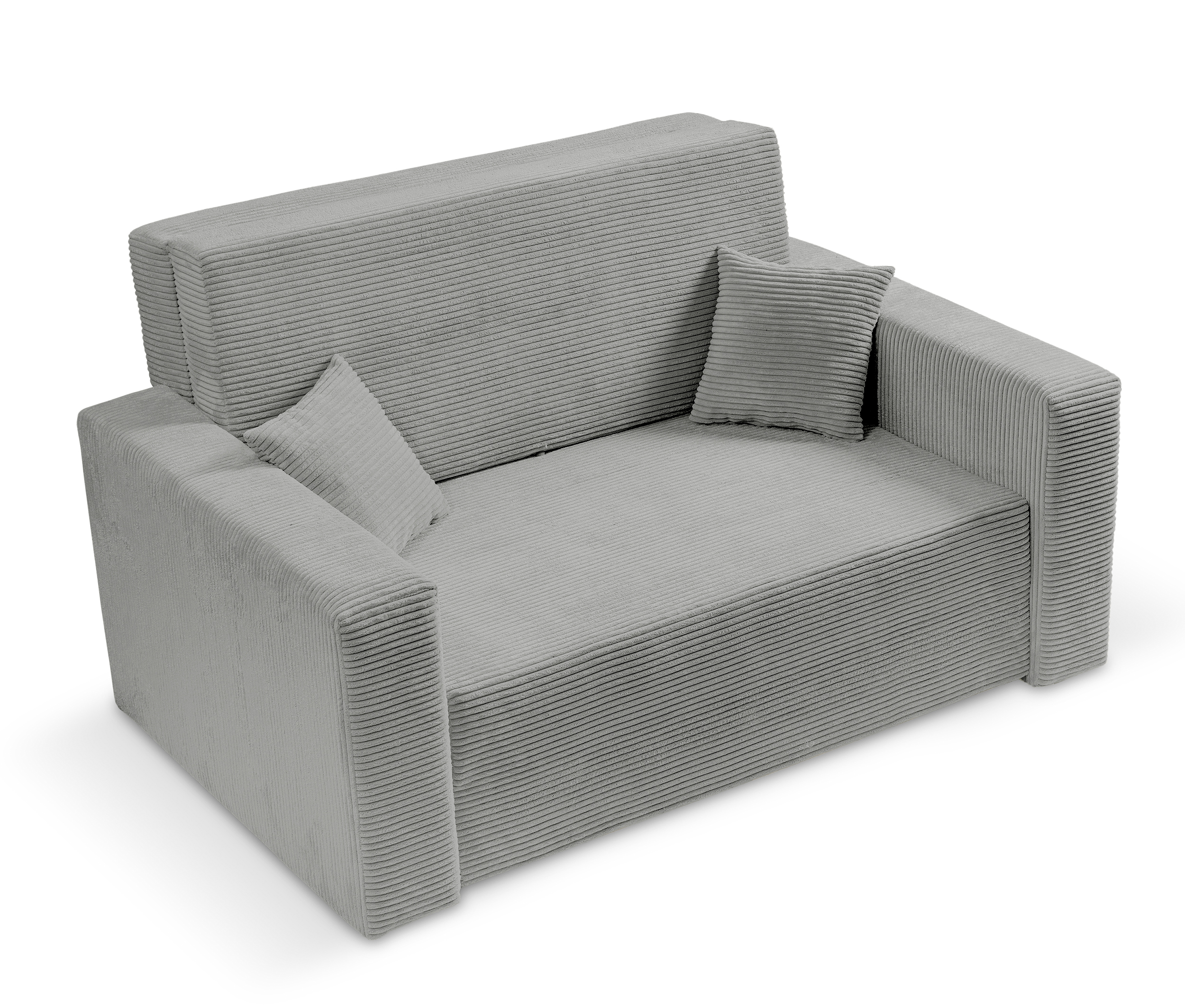 Kanapa rozkładana dwuosobowa Peroso jasnoszara z pojemnikiem sztruks - zdjęcie 1