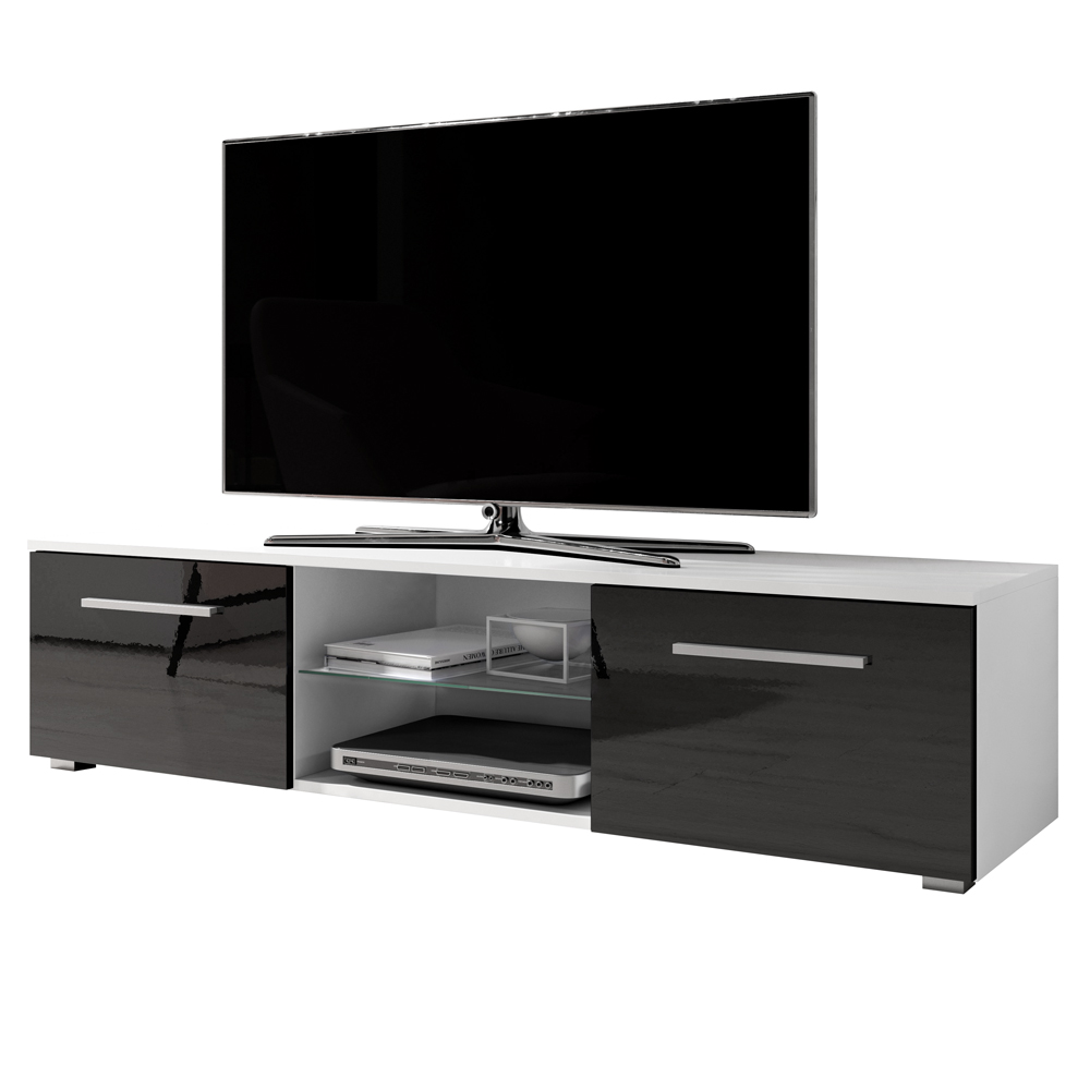 Szafka RTV Tenus biały mat/czarny połysk